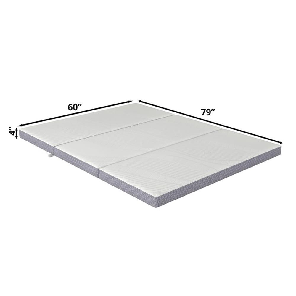 Pemberly Row Contemporary Queen 4″ Memory Foam Folding Mattress in Gray
