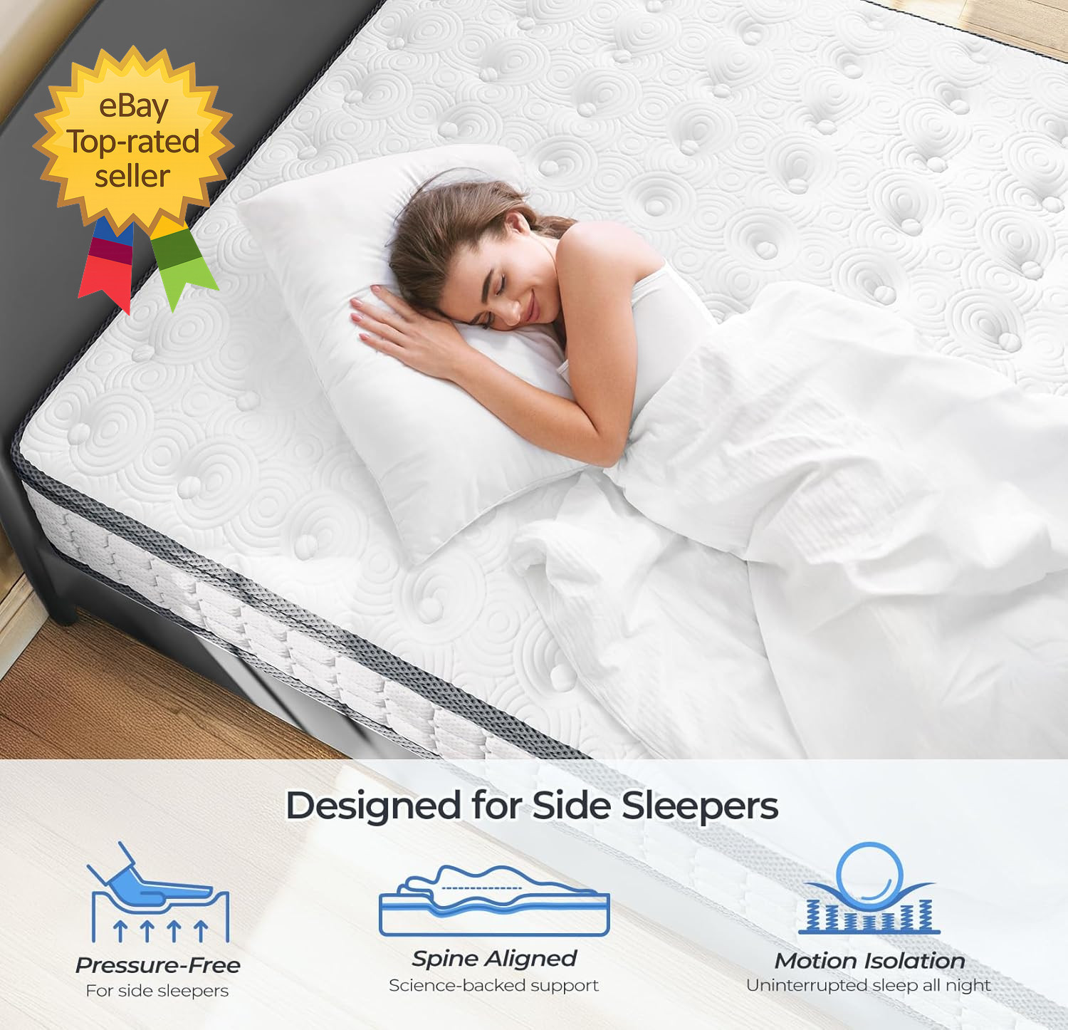 Twin Mattress 10 Inch Hybrid Twin Size Mattress in a Box Single Bed Pillow Top M