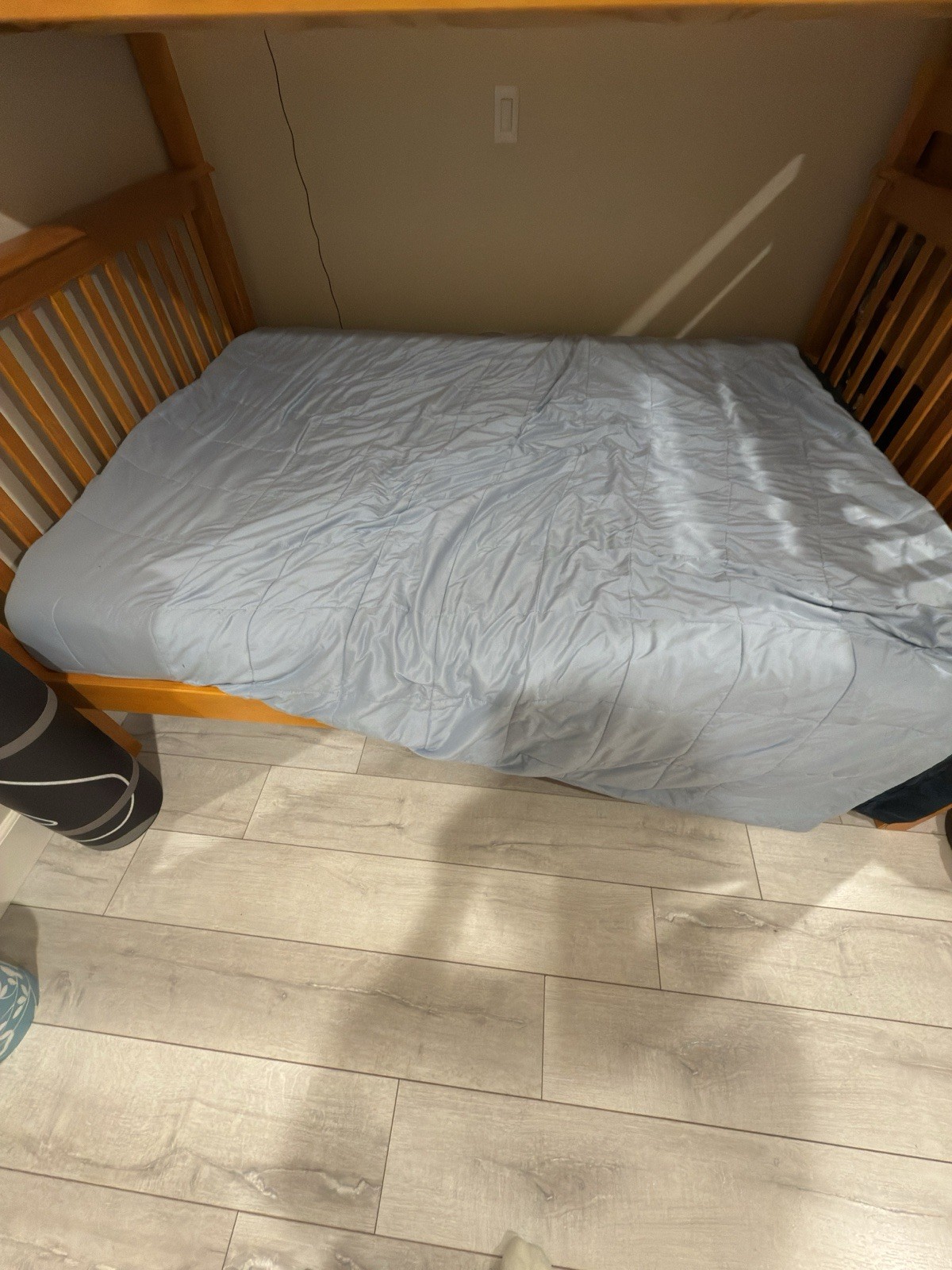 Triple Bunk Bed Solid Wood with 1 Full Sized and Two Twin Mattresses +Staircase