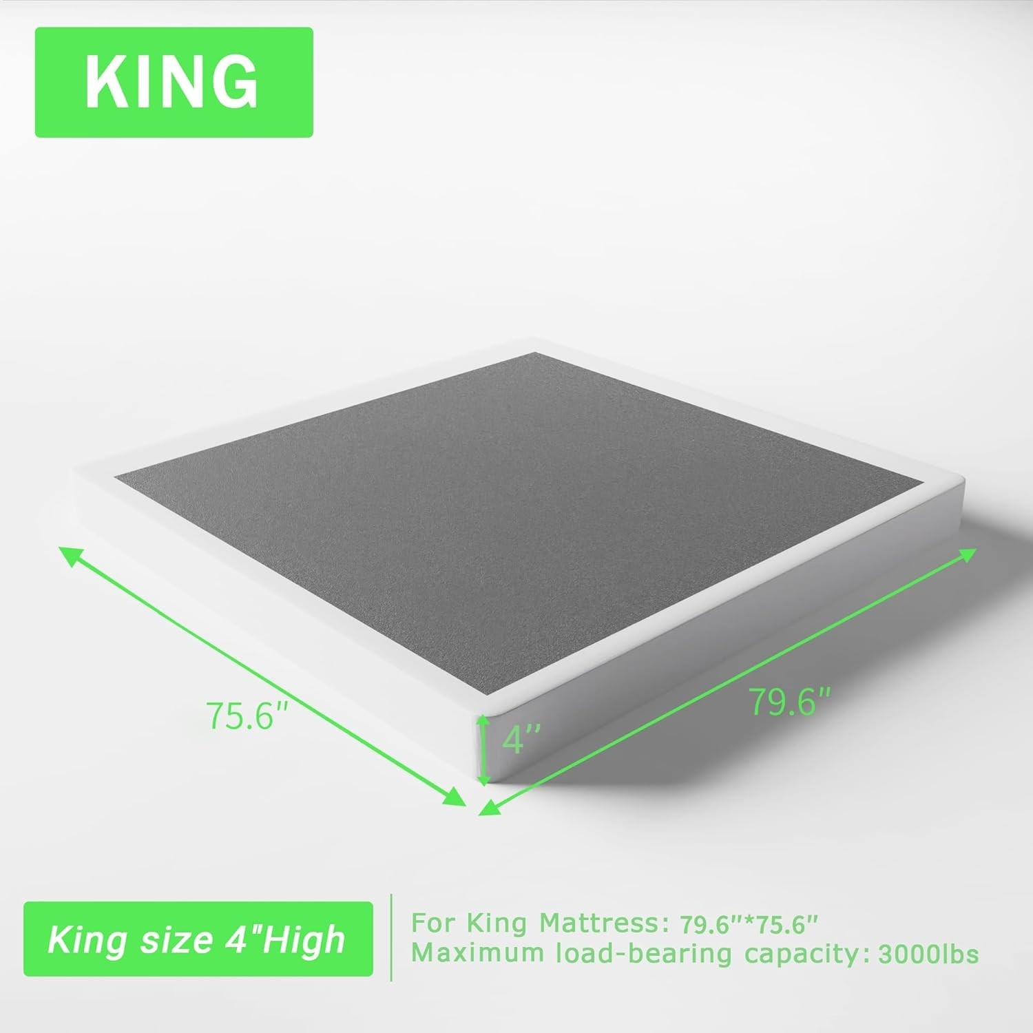 King Box Spring 4 Inch Low Profile Mattress Foundation Metal Bed Base