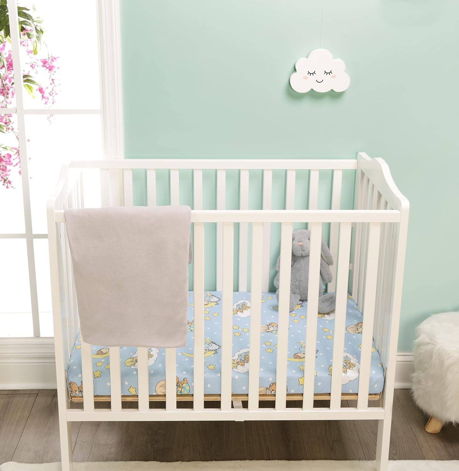2 Pack N Play Mattress Sheets – 100% Jersey Knit Cotton Soft Portable Crib Mattr