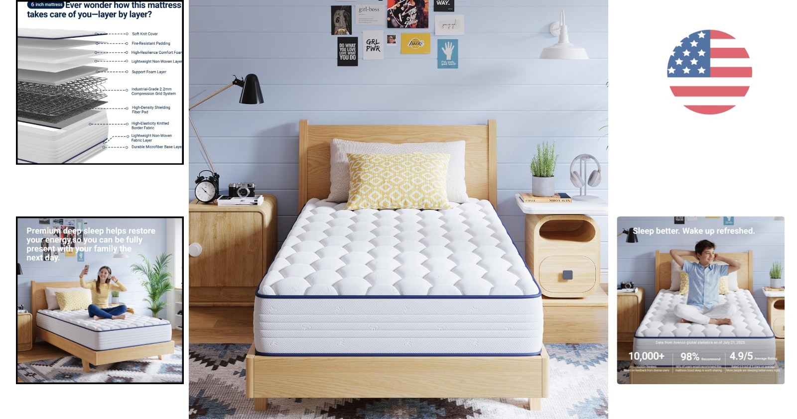 Comfort-Infused 6 Inch Twin Mattress – Bonnell Coil & Pressure Relief Design