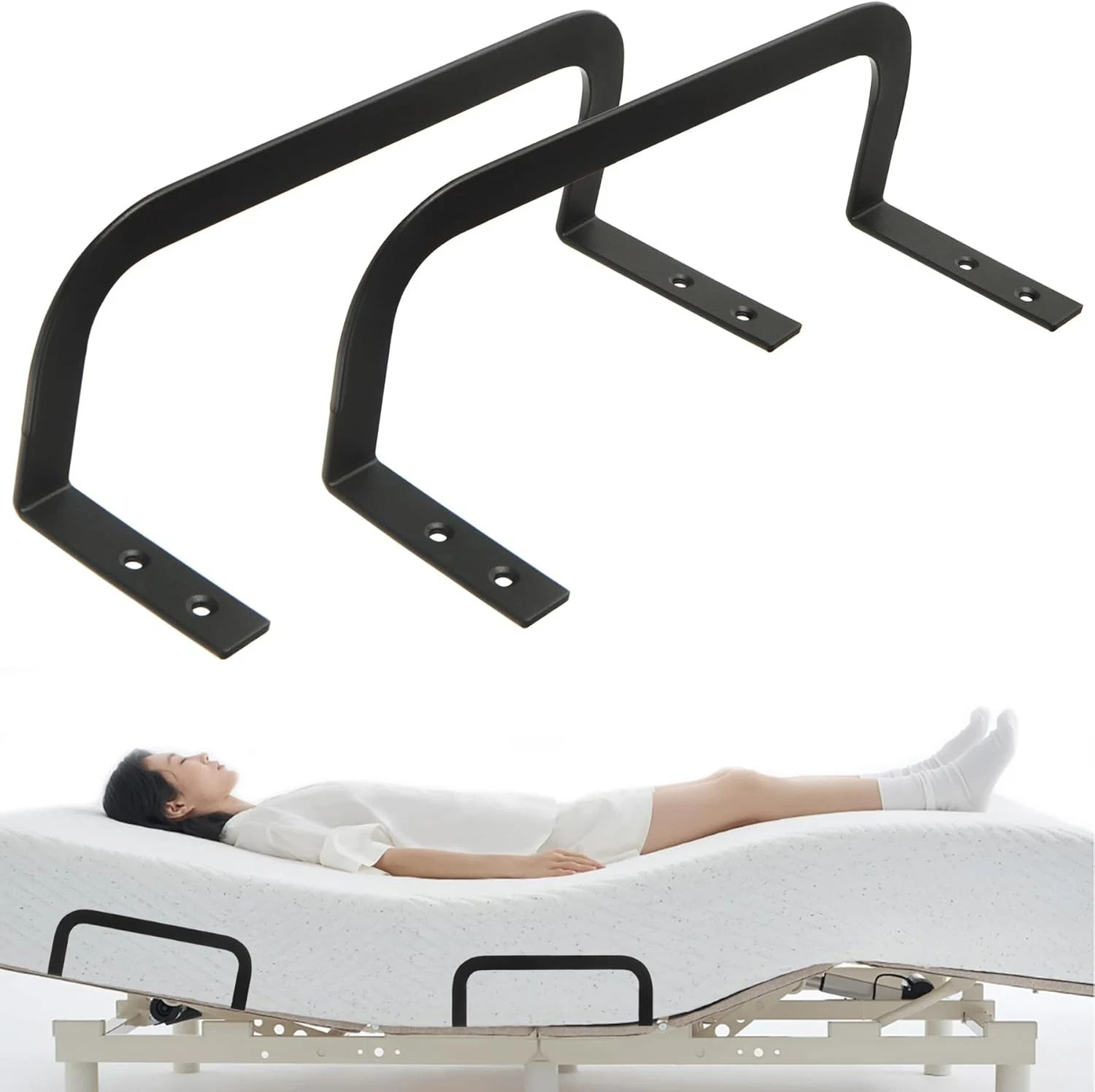 Adjustable Mattress Retainer Bar Bracket for Platform and RV Beds, Black