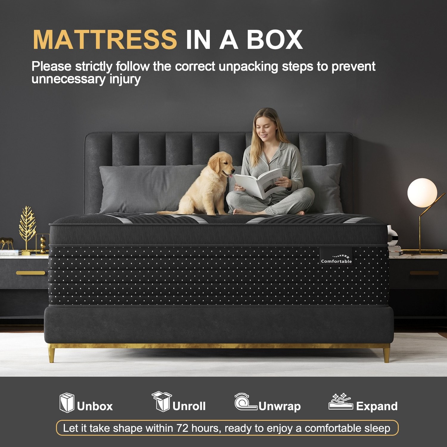 14″Twin Full Queen King Size Gel Memory Foam Hybrid Spring Mattress In A Box