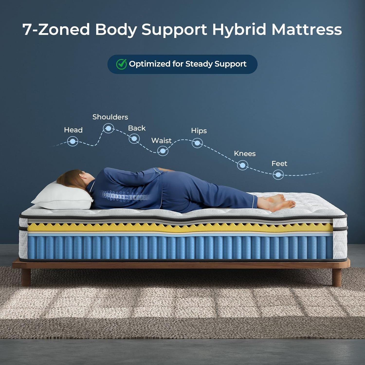 Queen Mattress 12 Inch, Fiberglass-Free | Cool Sleep Hybrid Mattress in a Box –