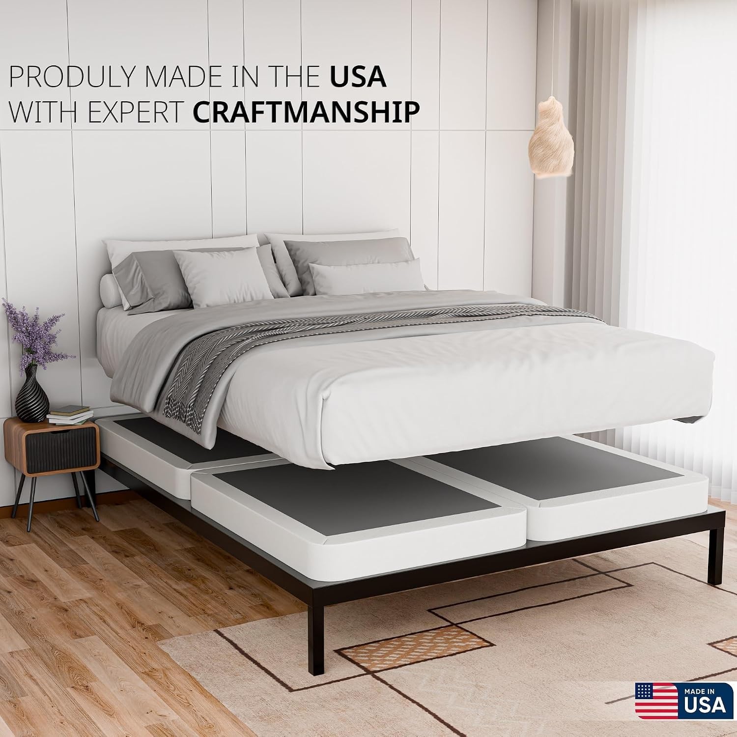 Natural Wood 4-Inch Box Spring – Durable Support for a California King Mattress