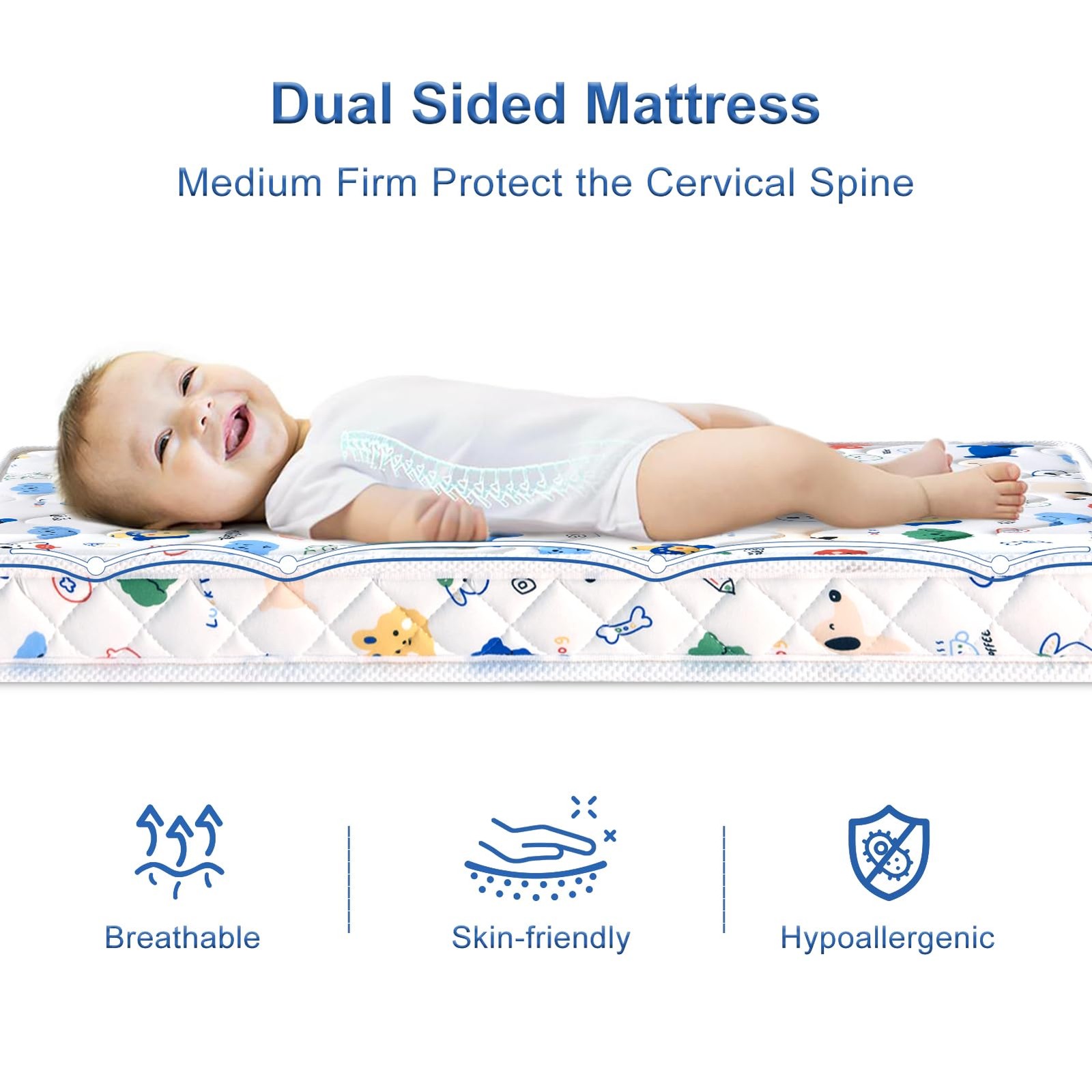 Premium Crib Mattress and Mattress 52″ x 27.6″ x 5″,Firm,Breathable Hypoaller…