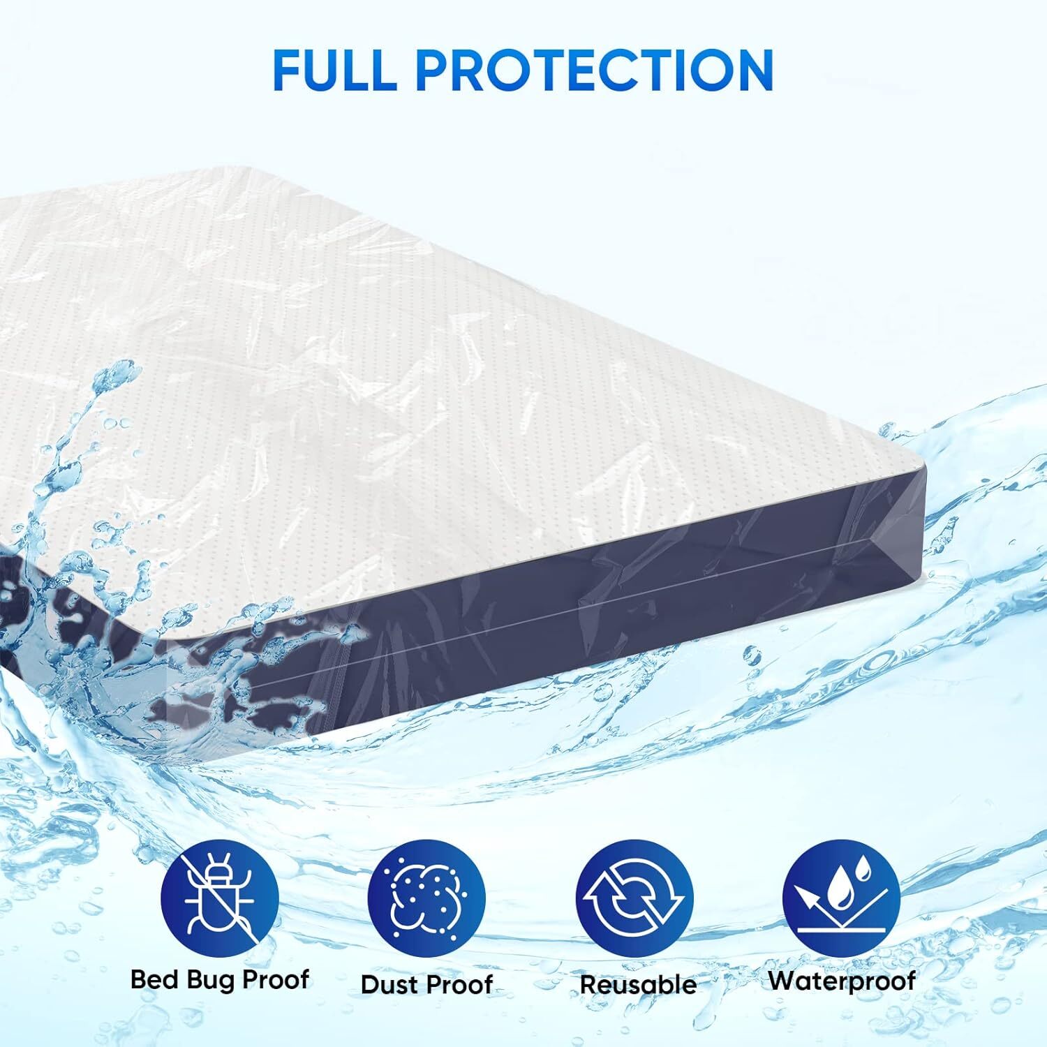 TICONN 2PK Plastic Mattress Bag for Moving Storage, Waterproof Queen, White