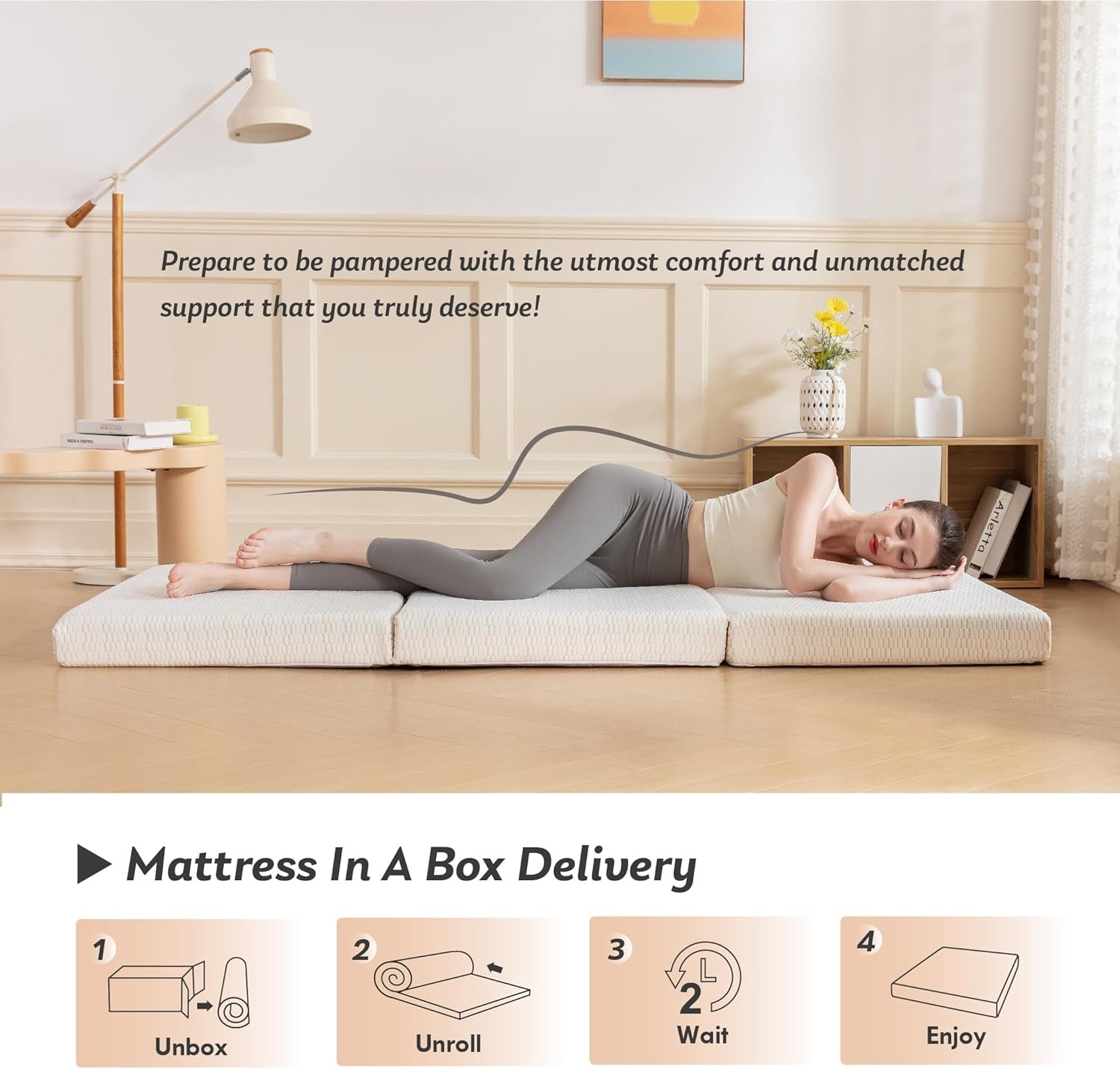 Folding Mattress, 3 inch Twin XL Tri-fold Memory Foam Mattress Foldable Mattress