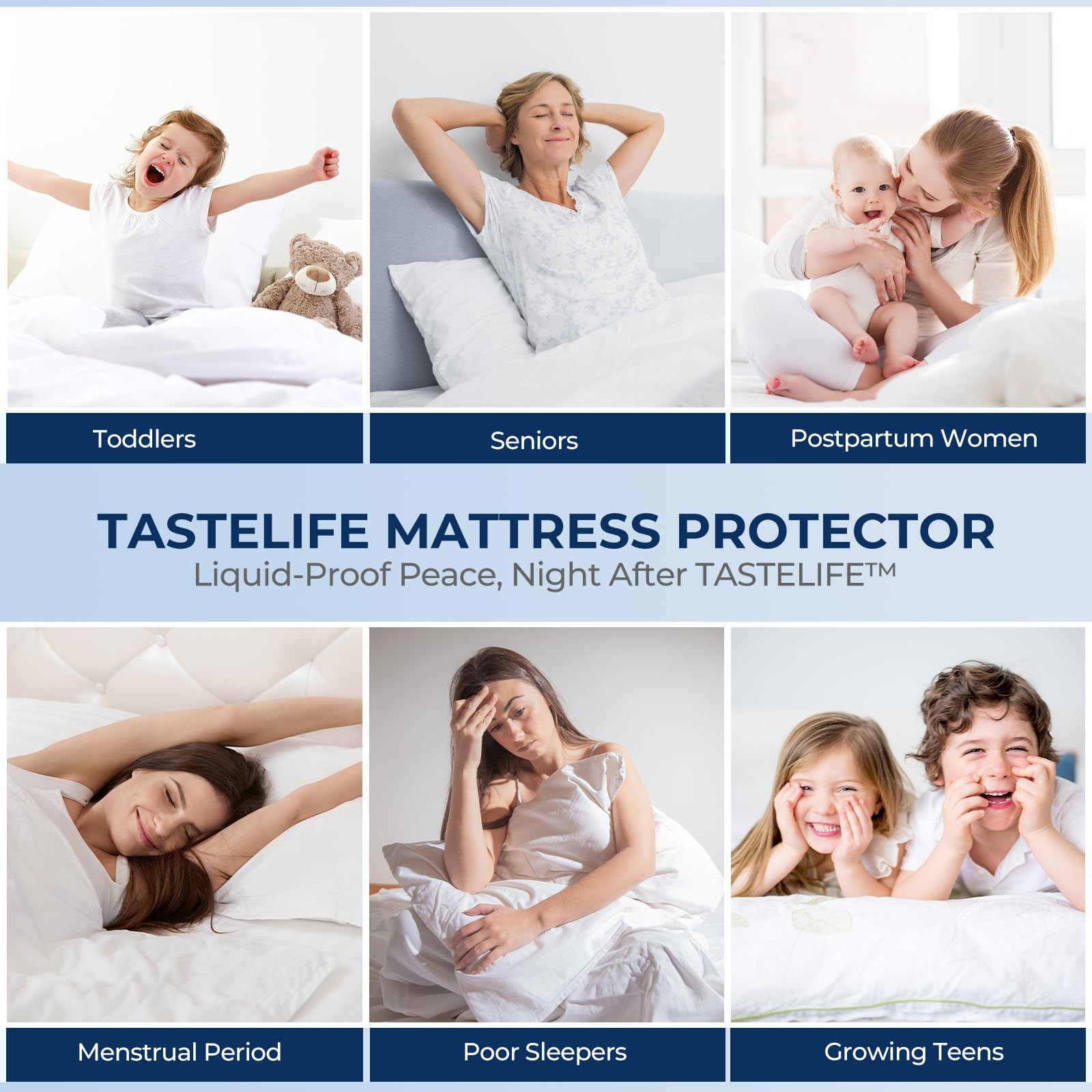 TASTELIFE King Size Waterproof Mattress Protector, 3D Air Fabric King, White