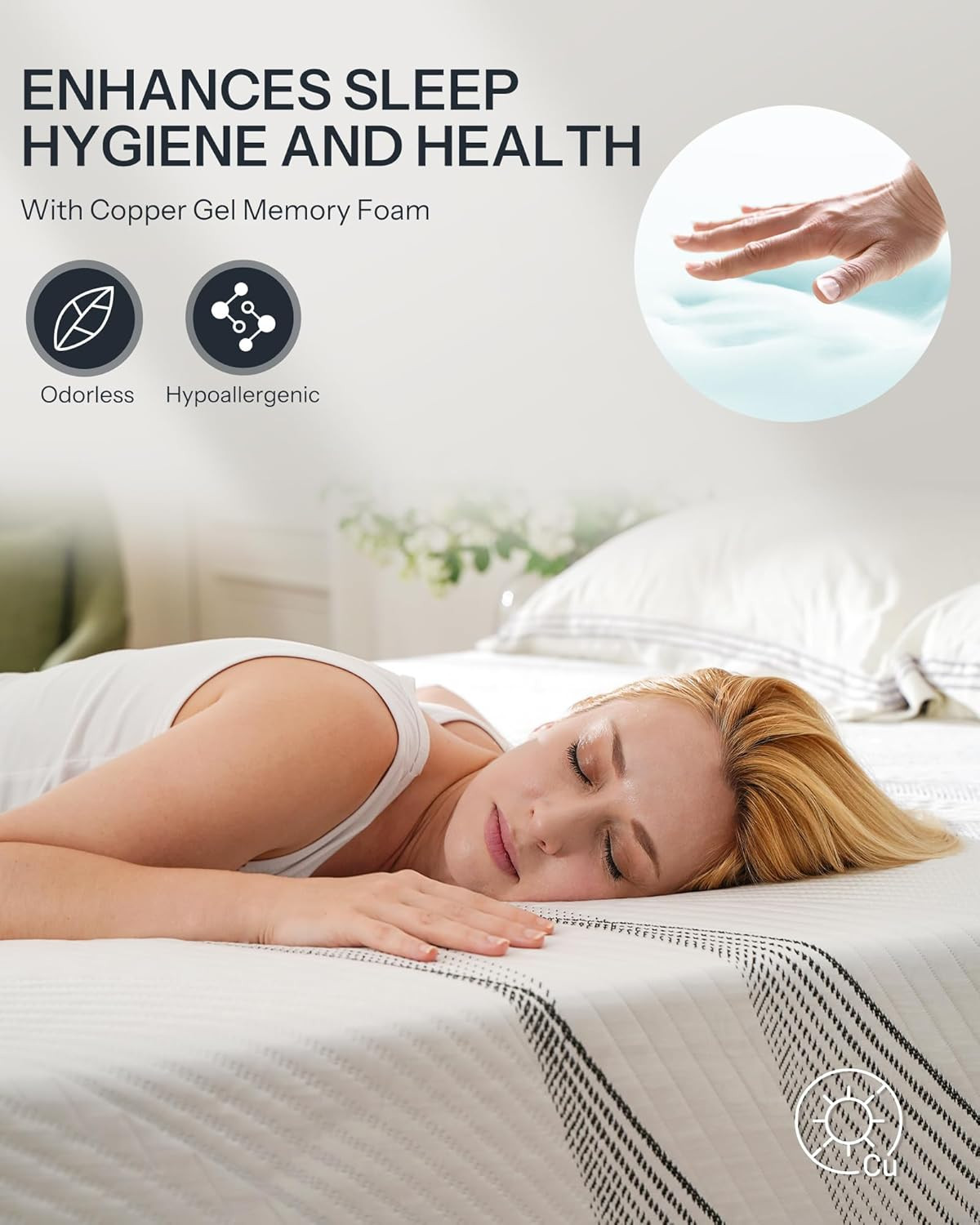 14″ Hybrid Twin Mattress – Plush Copper Gel Foam & Pocket Coils, USA Made