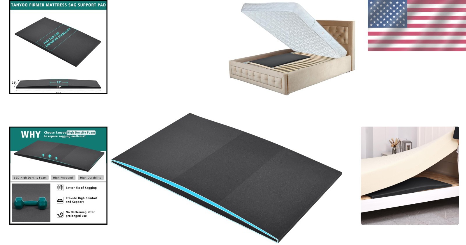 Sagging Mattress Support Foam Pad Fix Bed Repair Support 47x25x2 Inches
