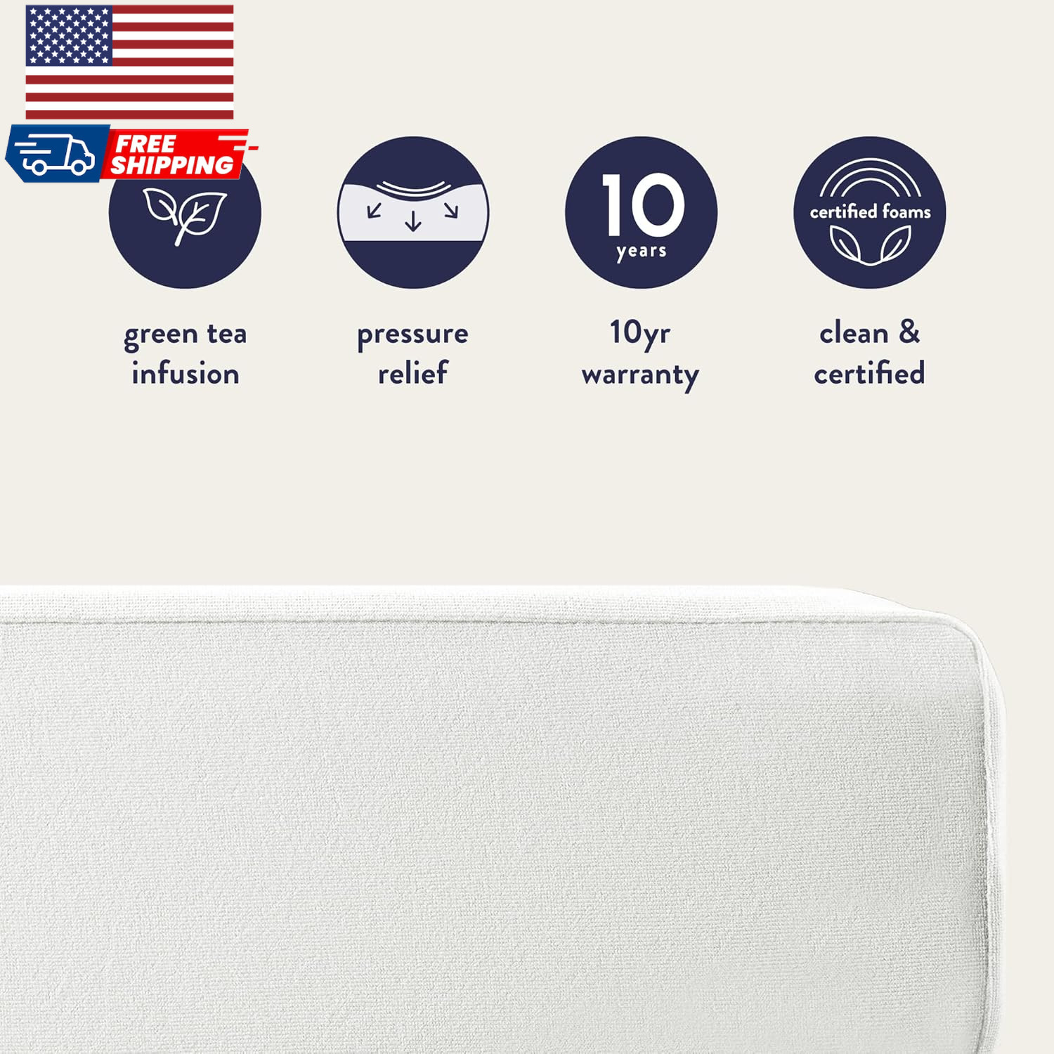 6 Inch Queen Short Mattress for RV Camper, Green Tea Memory Foam