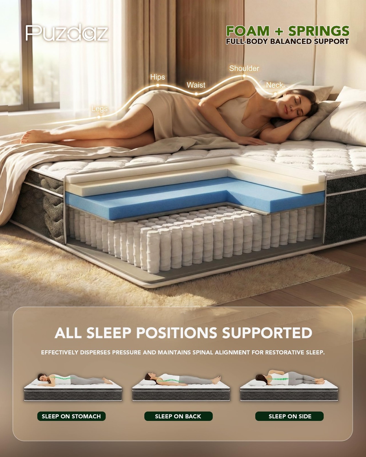 Queen Mattress 12 Inch Hybrid Mattress Queen Size – Memory Foam & Individuall…