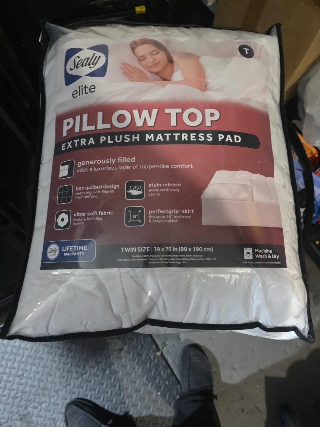Sealy Pillow Top Extra Plush Matteress Pad For Twin Size