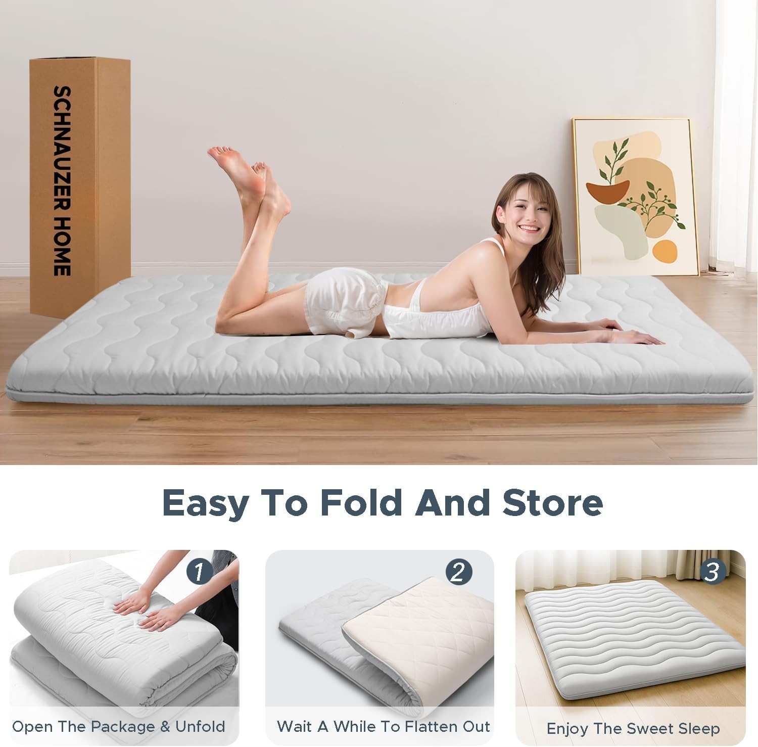 Japanese Futon Floor Mattress, 100% High Density Comfortable Foam, 3.5″ Thick…