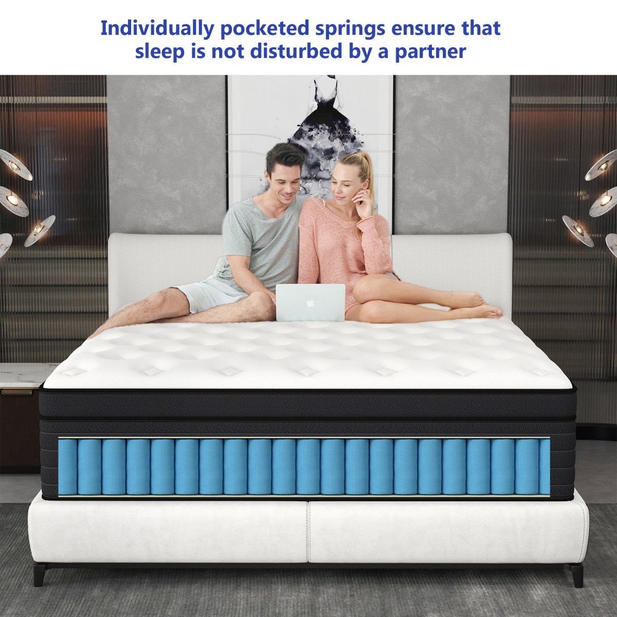 14″/12″ Mattress Hybrid Spring Comfy Mattress in A Box Twin Full Queen King Size
