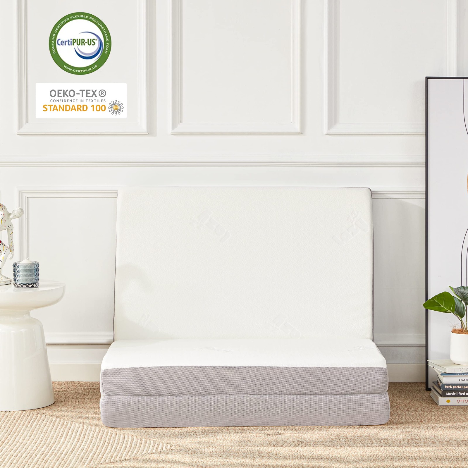 Folding Mattress, 4 Inch Memory Foam Tri-fold Mattress with Breathable & Washabl