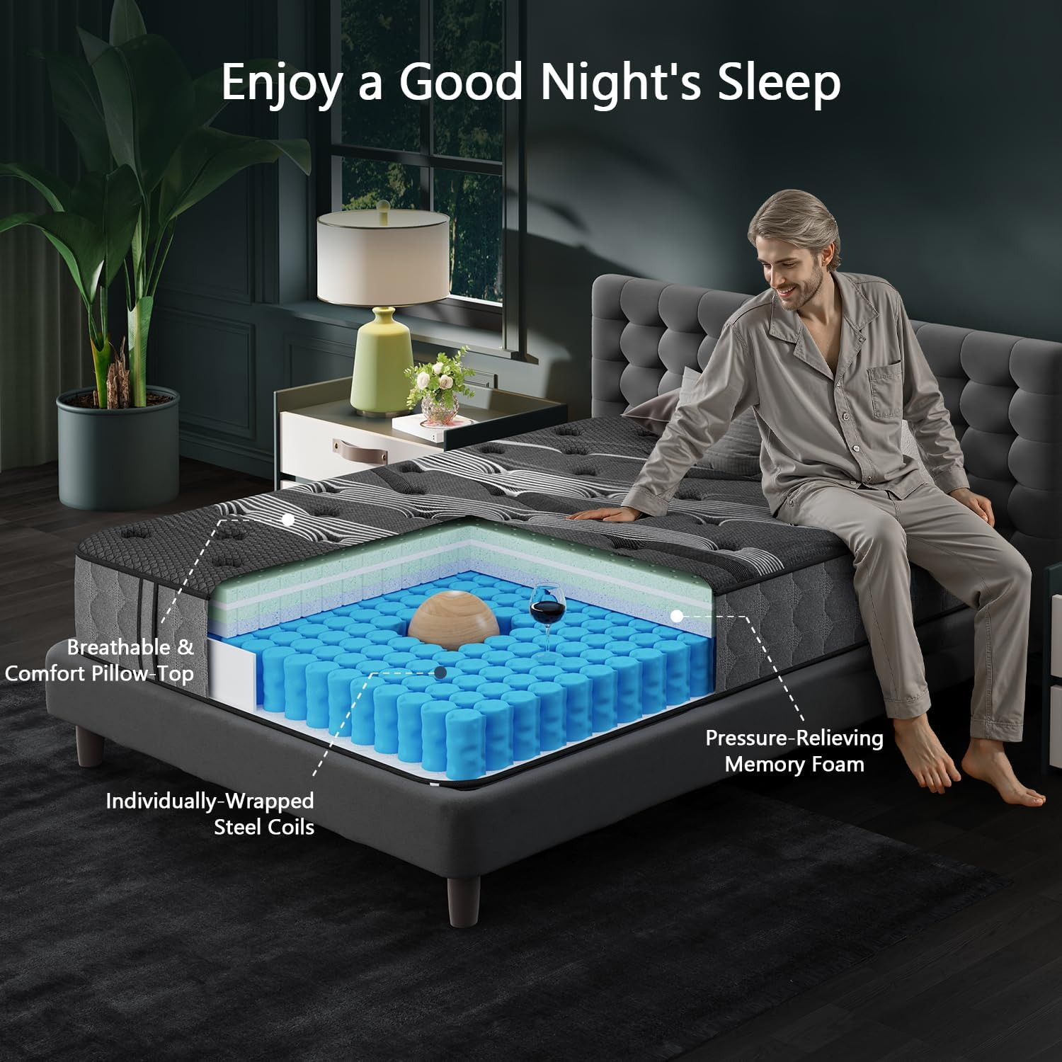 Full Mattress, 8 Inch Luxury Hybrid Full Size Mattress in a Box, Cooling Gel Mem