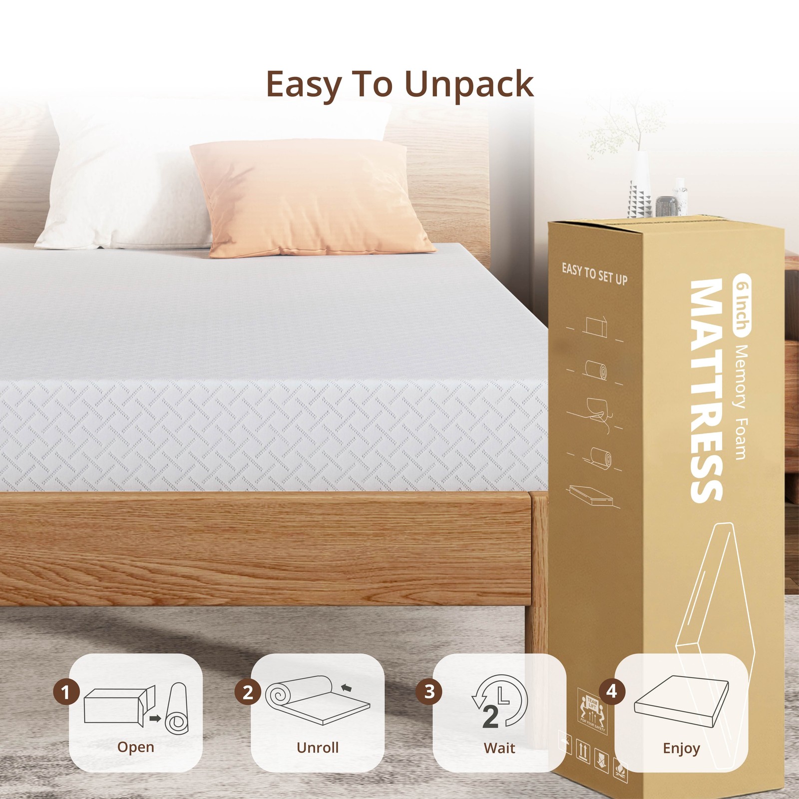 EGOHOME TrueZen Twin Mattress, 5″ Memory Foam Mattresses in a Box, Medium