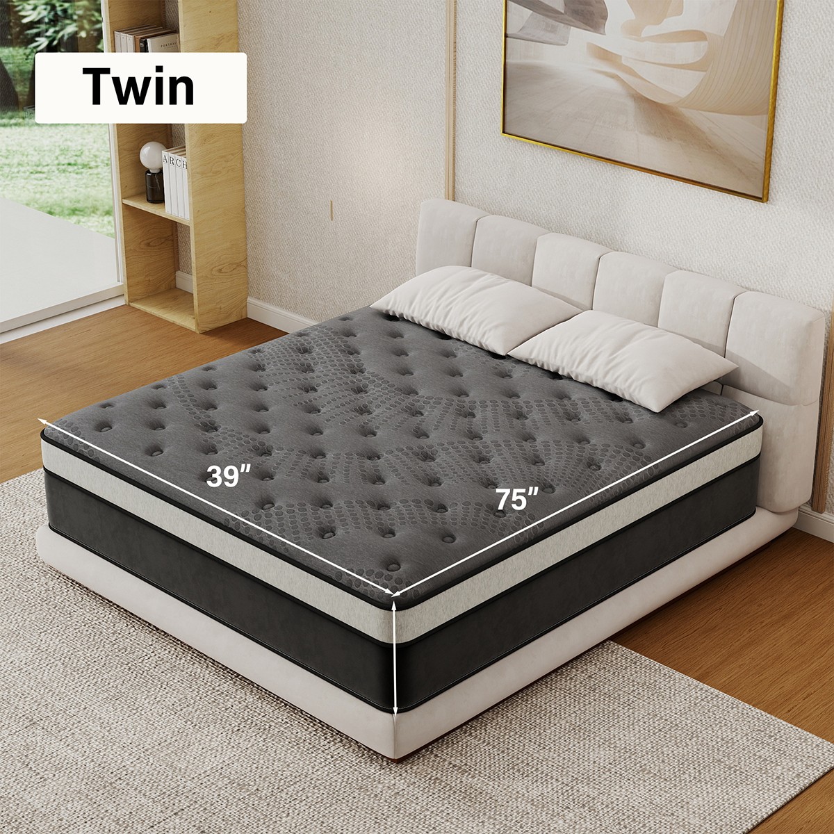 12″ Twin Hybrid Mattress Pocket Spring Gel Memory Foam Medium Firm Bed in a Box