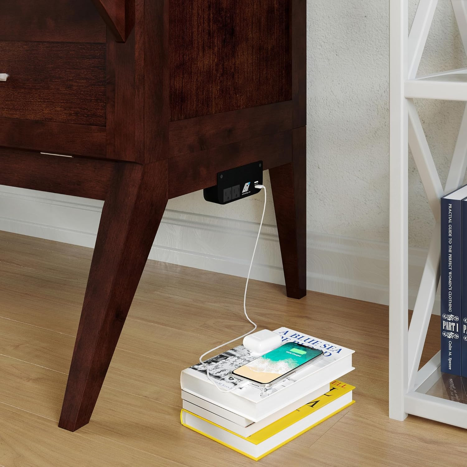Northampton Murphy Bed Desk with Memory Foam Mattress & USB Charger, Walnut