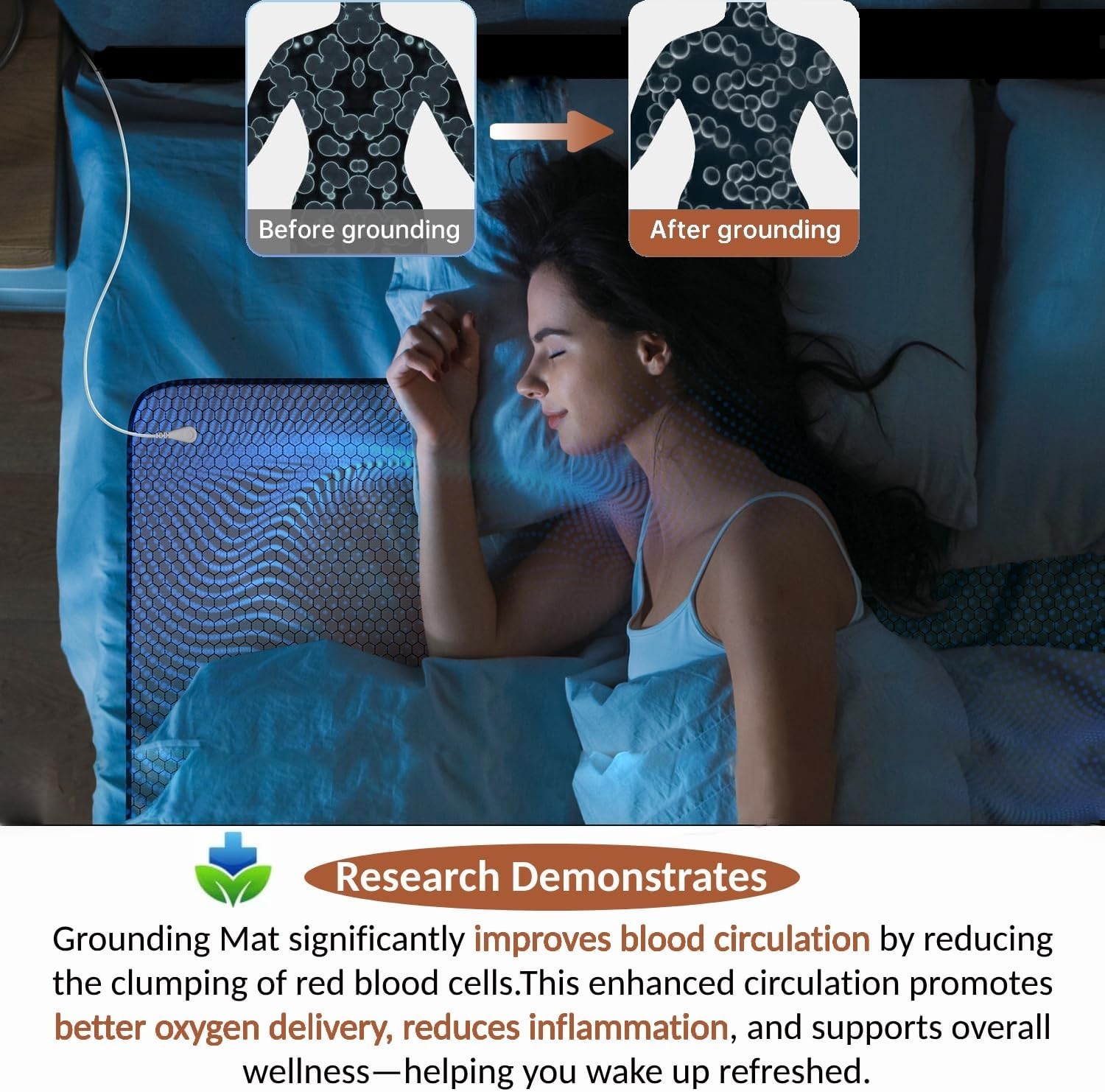 Graphene Grounding Mat for Bed Queen, Sleep Pain Relief, Anxiety Reduce, Energy