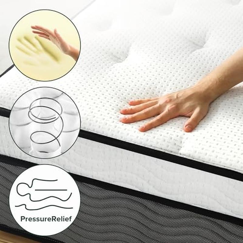 Hybrid Mattress Support Medium Feel Motion Isolation Safe Foam Shipping Box New