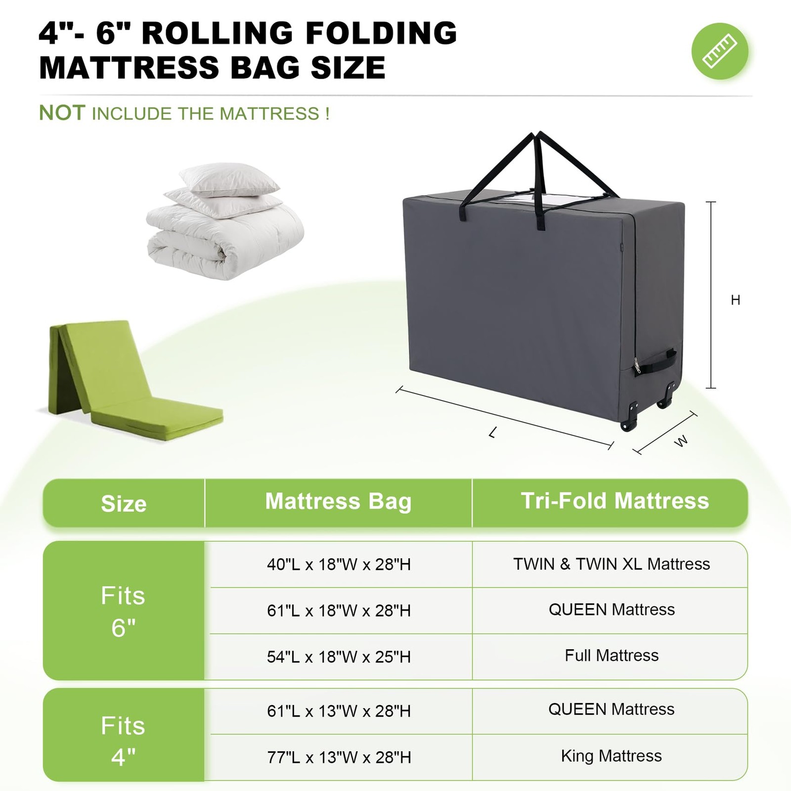 Folding Mattress Storage Bag with Wheels & Handles – 900D Heavy Duty Storage …