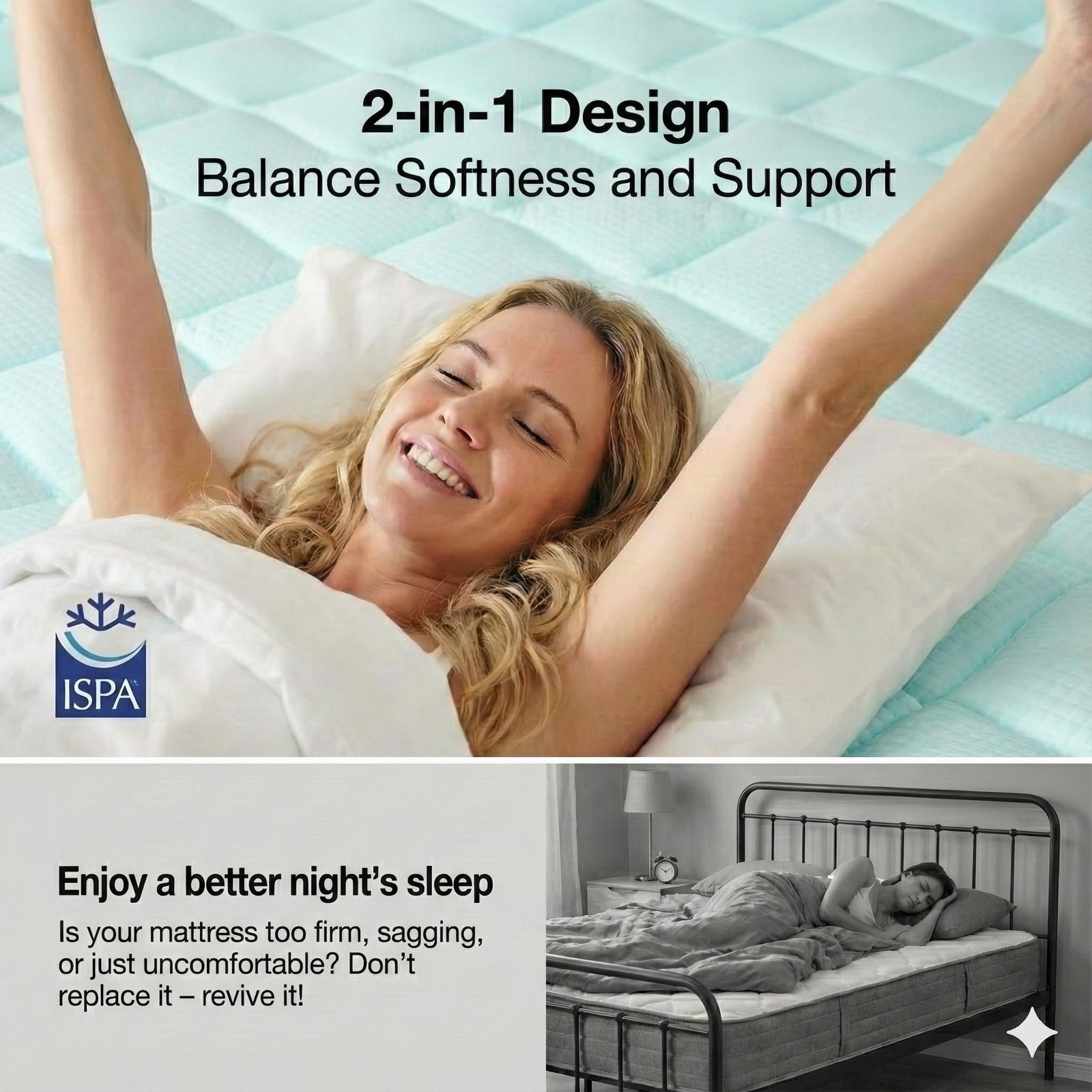 Dual-Layer 2+2 Inch Memory Foam Mattress Topper with Detachable Cooling Cover…