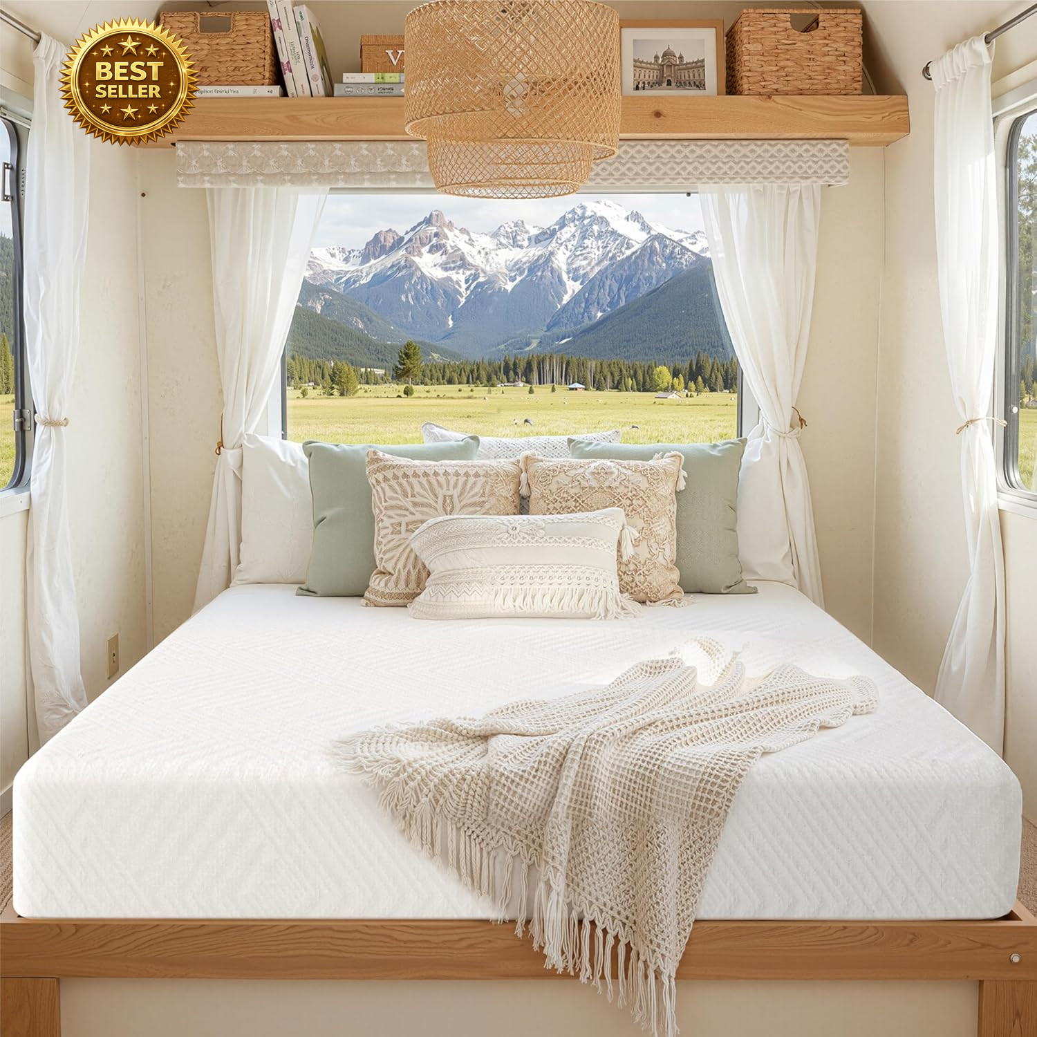 10 Inch Green Tea Memory Foam Mattress Gel Cooling Medium RV Bed Fiberglass Free