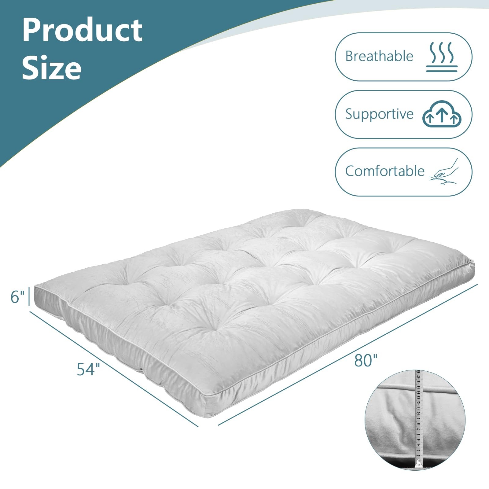 Futon Mattres Full Size 6″,Flannel Floor Foldable for Adults,Floor Futon Matt…