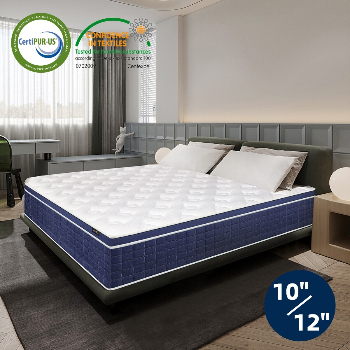 14″12″ Memory Foam Mattress Twin Full Queen King Size Pocket Spring Bed in a Box