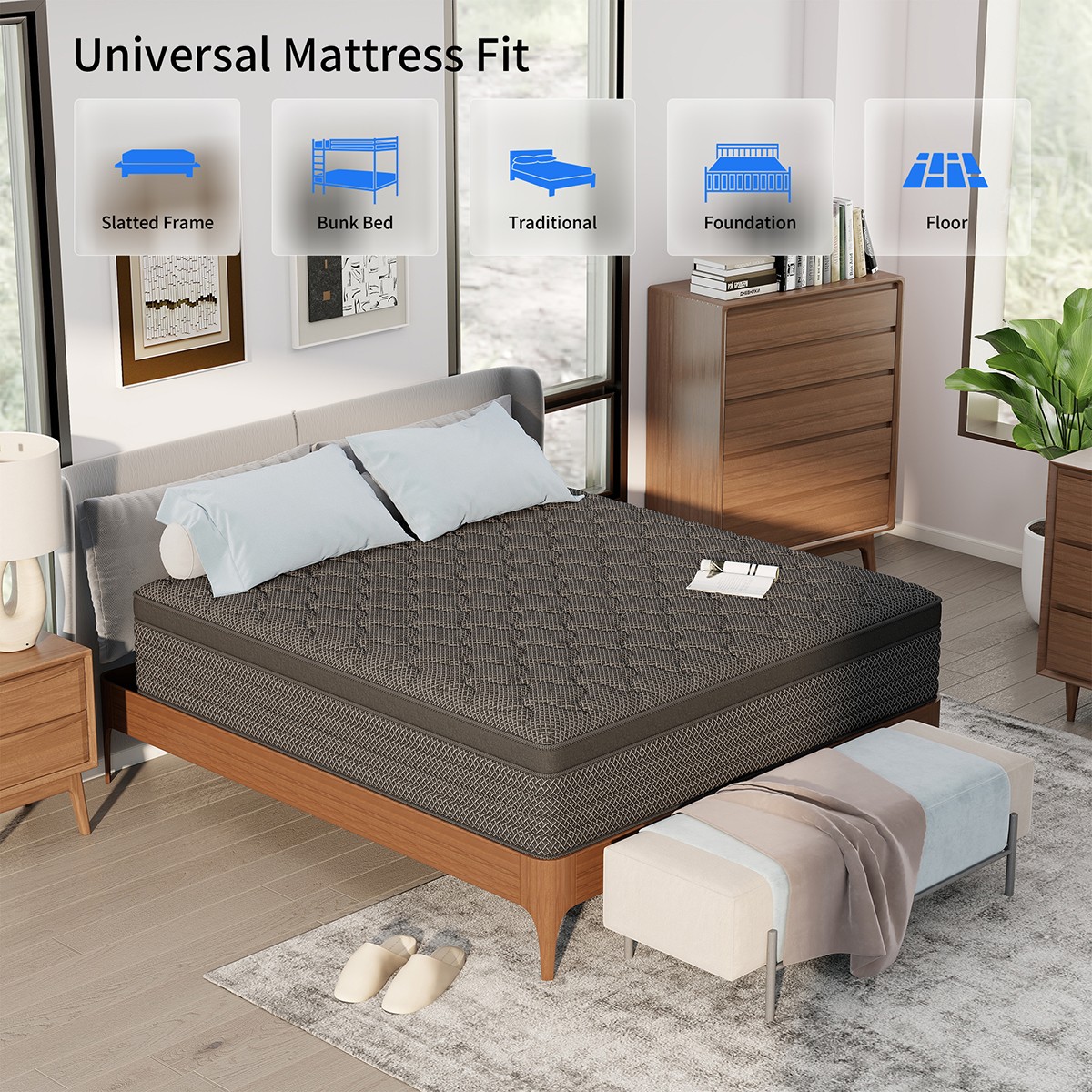 8″12″14″ Hybrid Mattress in a Box Memory Foam Pocket Spring Twin Full Queen King