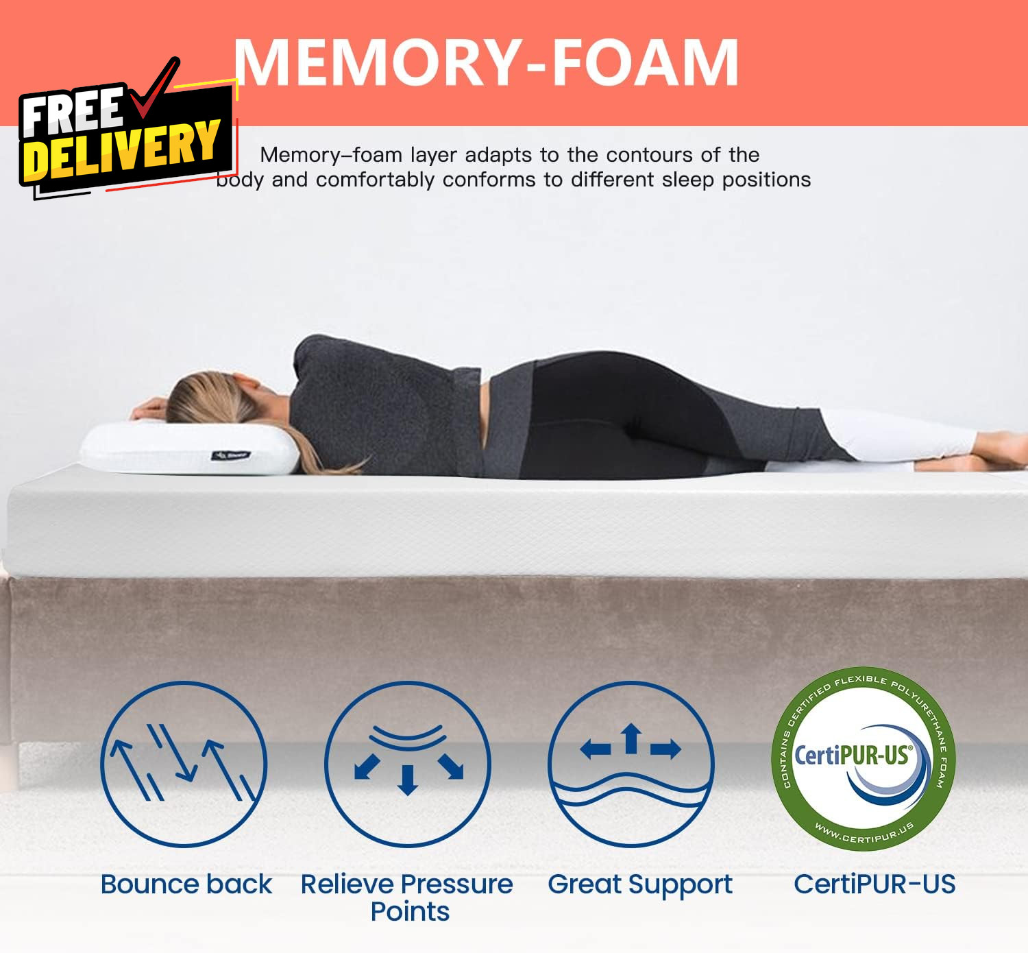 5 Inch Twin Gel Memory Foam Mattress Medium Firm Bed in a Box White…