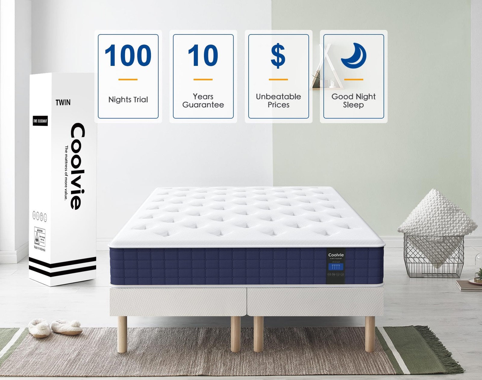 Twin Mattress, 10 Inch Twin Size Hybrid Mattress, Individual Pocket Springs w…