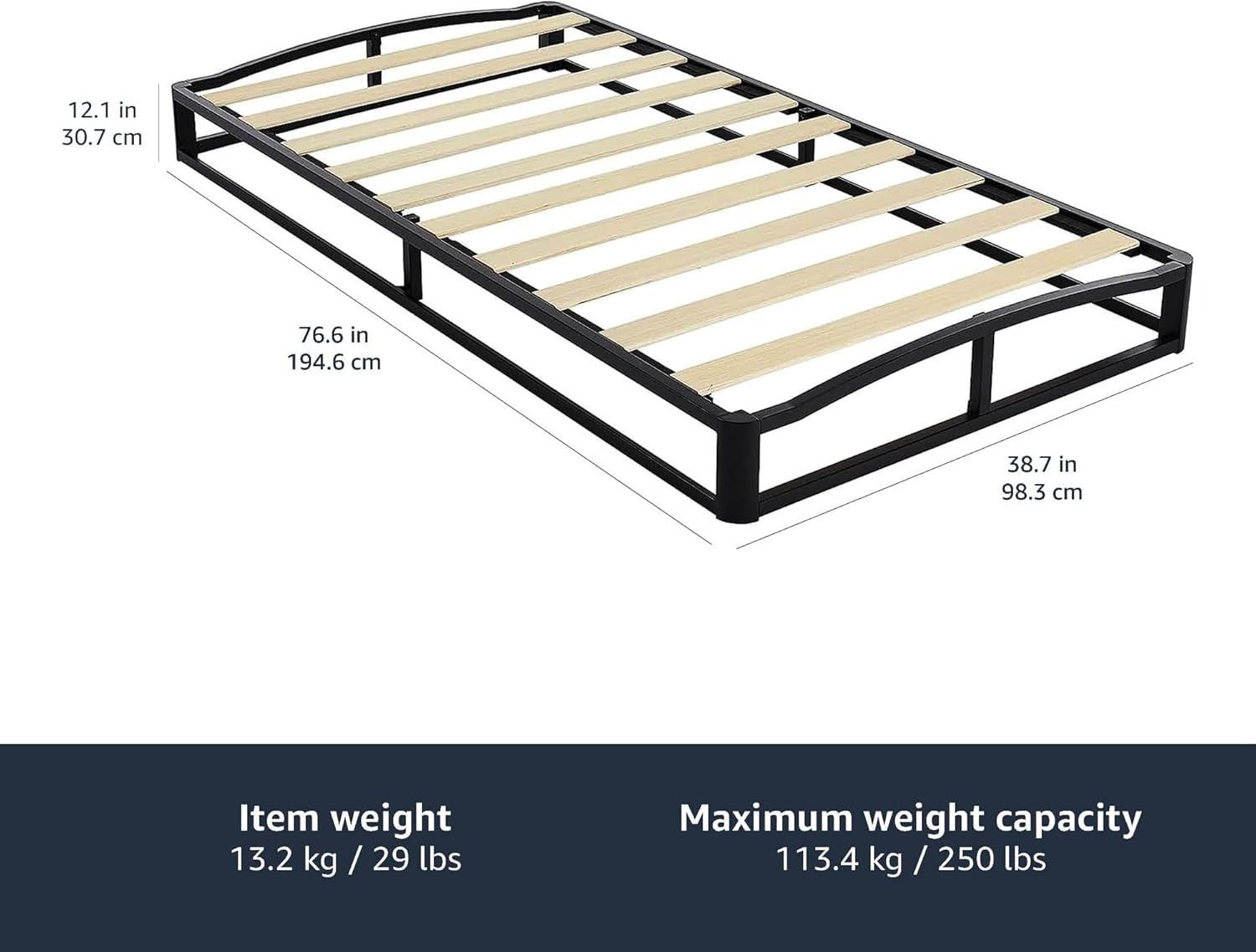 n Basics Durable Metal Platform Bed Fre with Wood Slat Support, 10