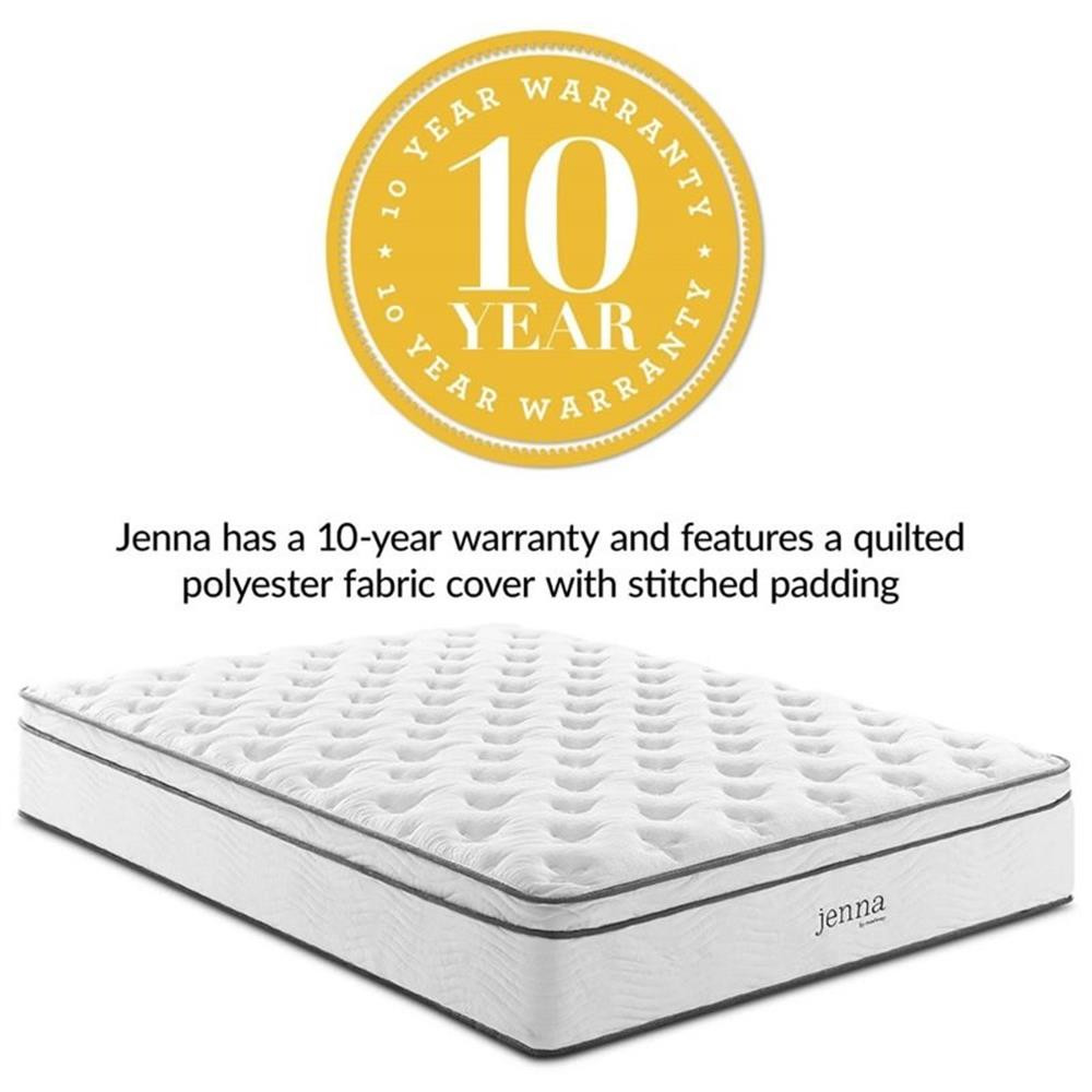 Modway Jenna 14″ Modern Innerspring and Foam King Mattress in White