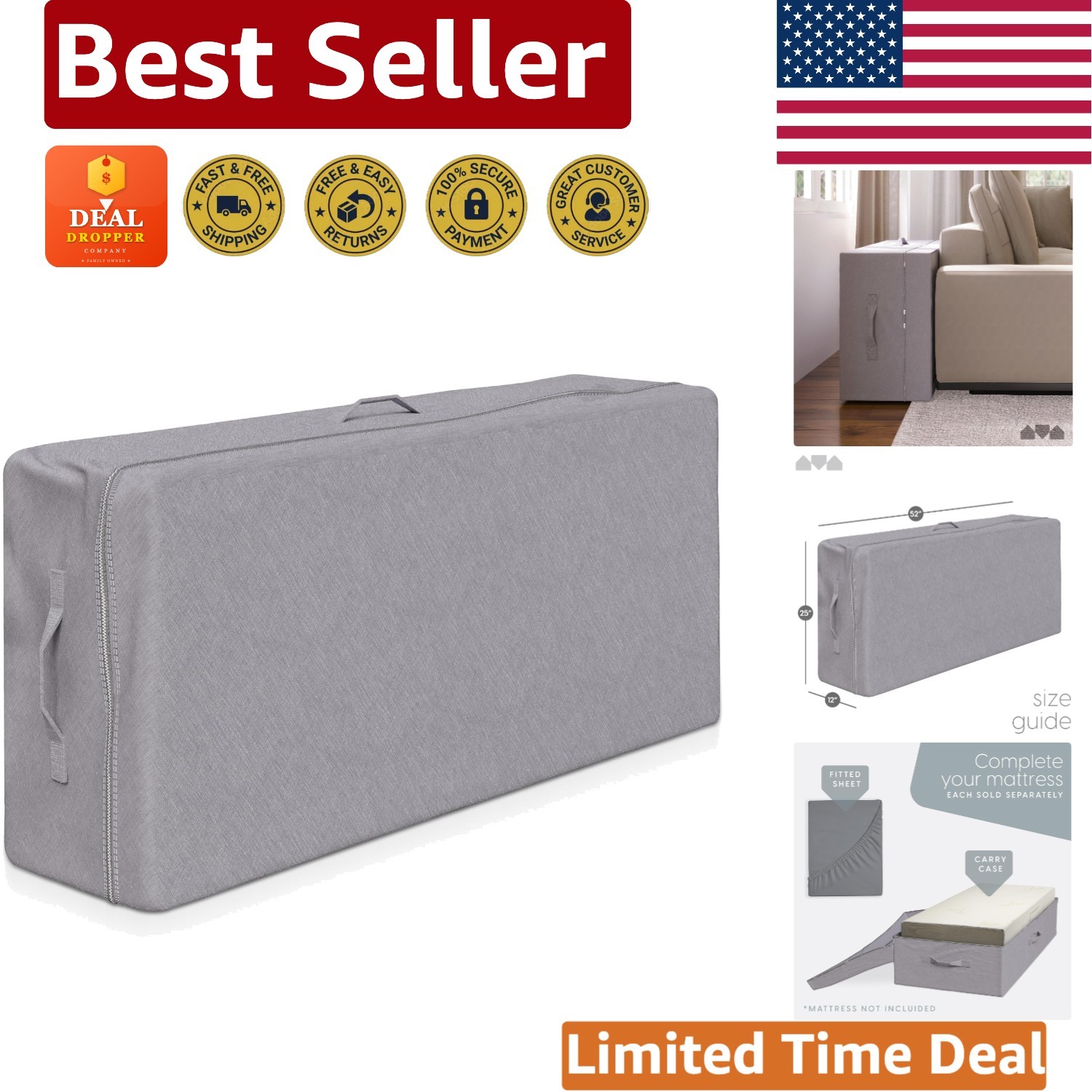 Durable Tri-Fold Mattress Cover with Zipper – Shield Your Mattress on the Go