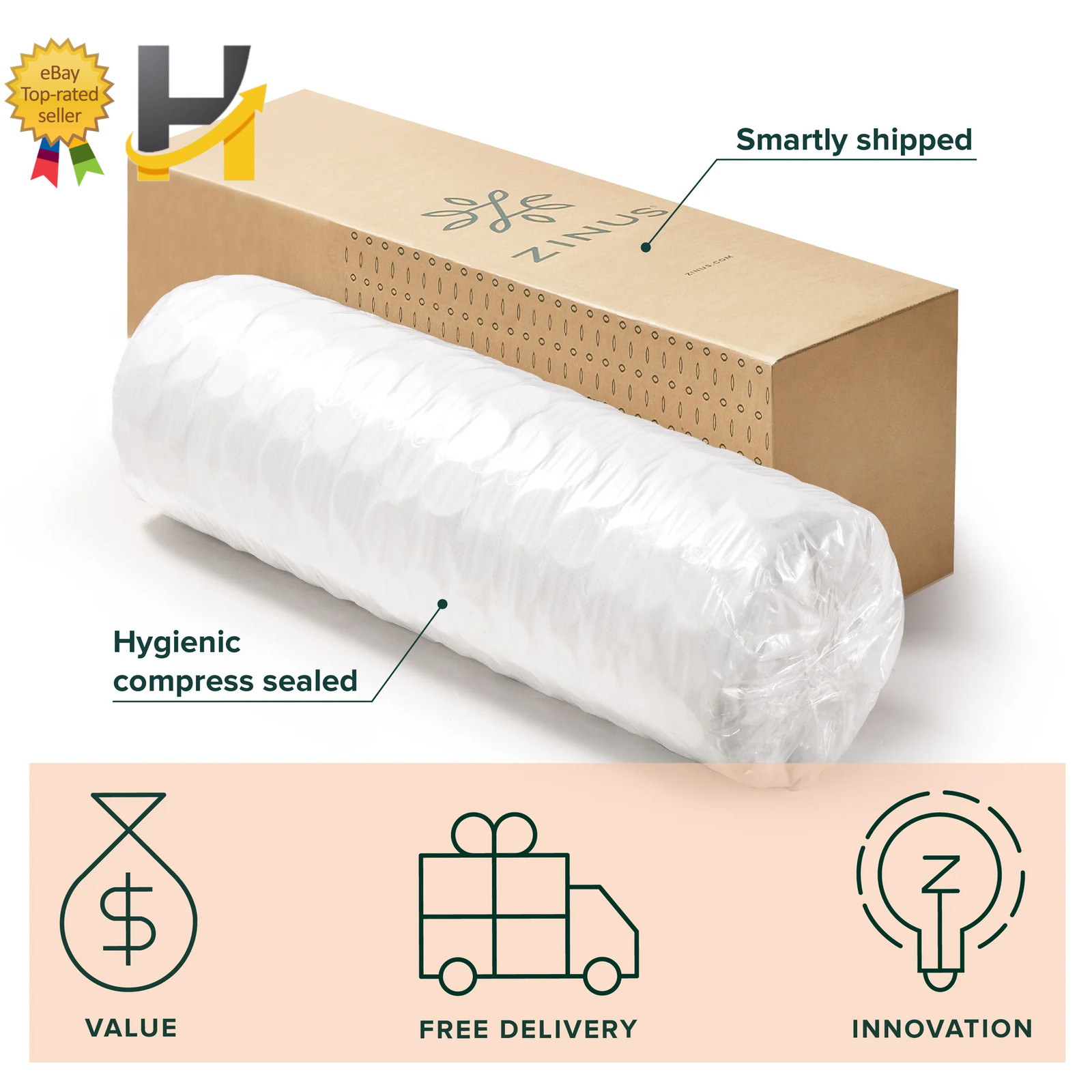Zinus Support Plus 10″ Twin Tight Top Medium Hybrid Mattress with Comfort Foam