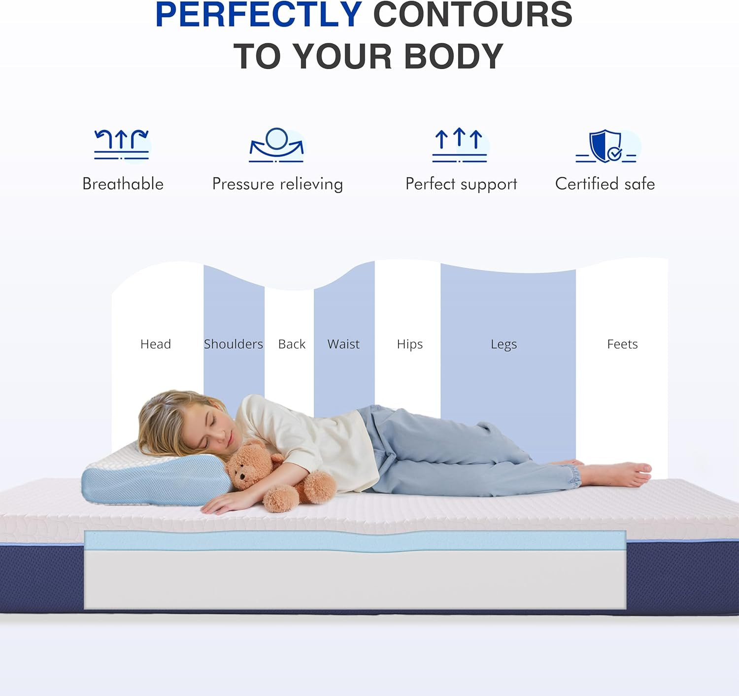 Gel Cooling 8″ Twin Mattress for Kids – Medium Firm, Back Pain Relief, CertiPUR-