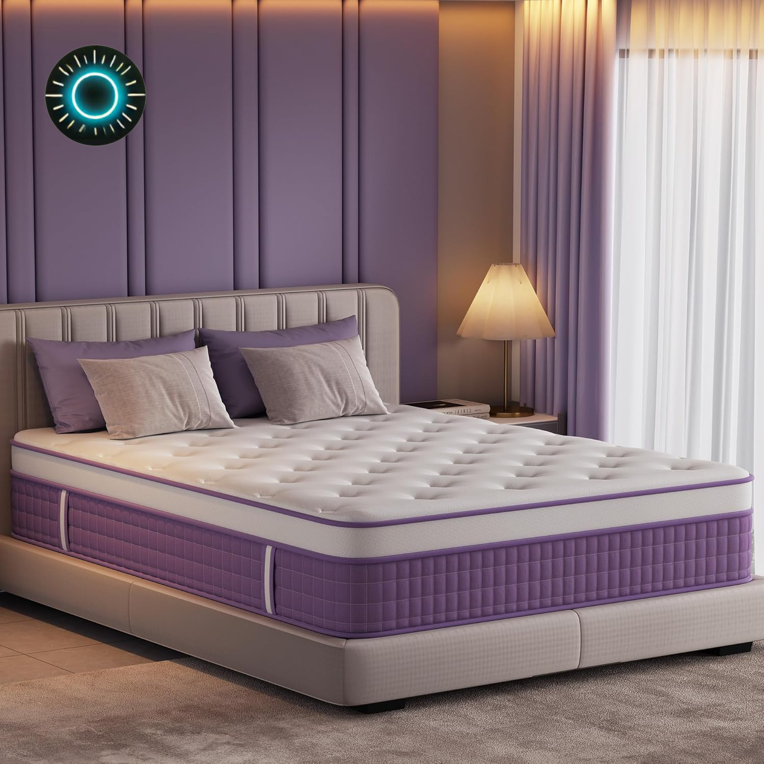 12″ Purple Hybrid Queen Mattress – Gel Memory Foam & Pocket Springs for Comfort