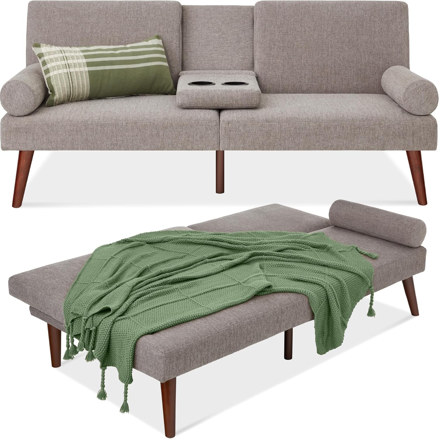 Choice Products Mid- Modern Upholstered Futon, Convertible