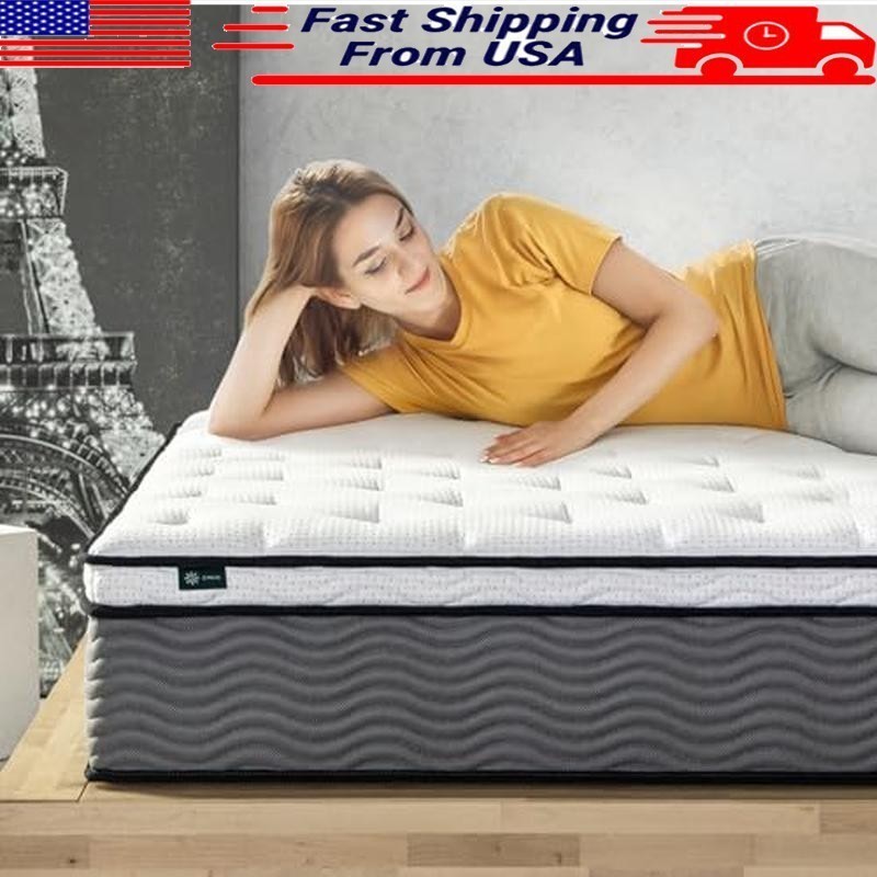 Hybrid Mattress Support Medium Feel Motion Isolation Safe Foam Shipping Box New