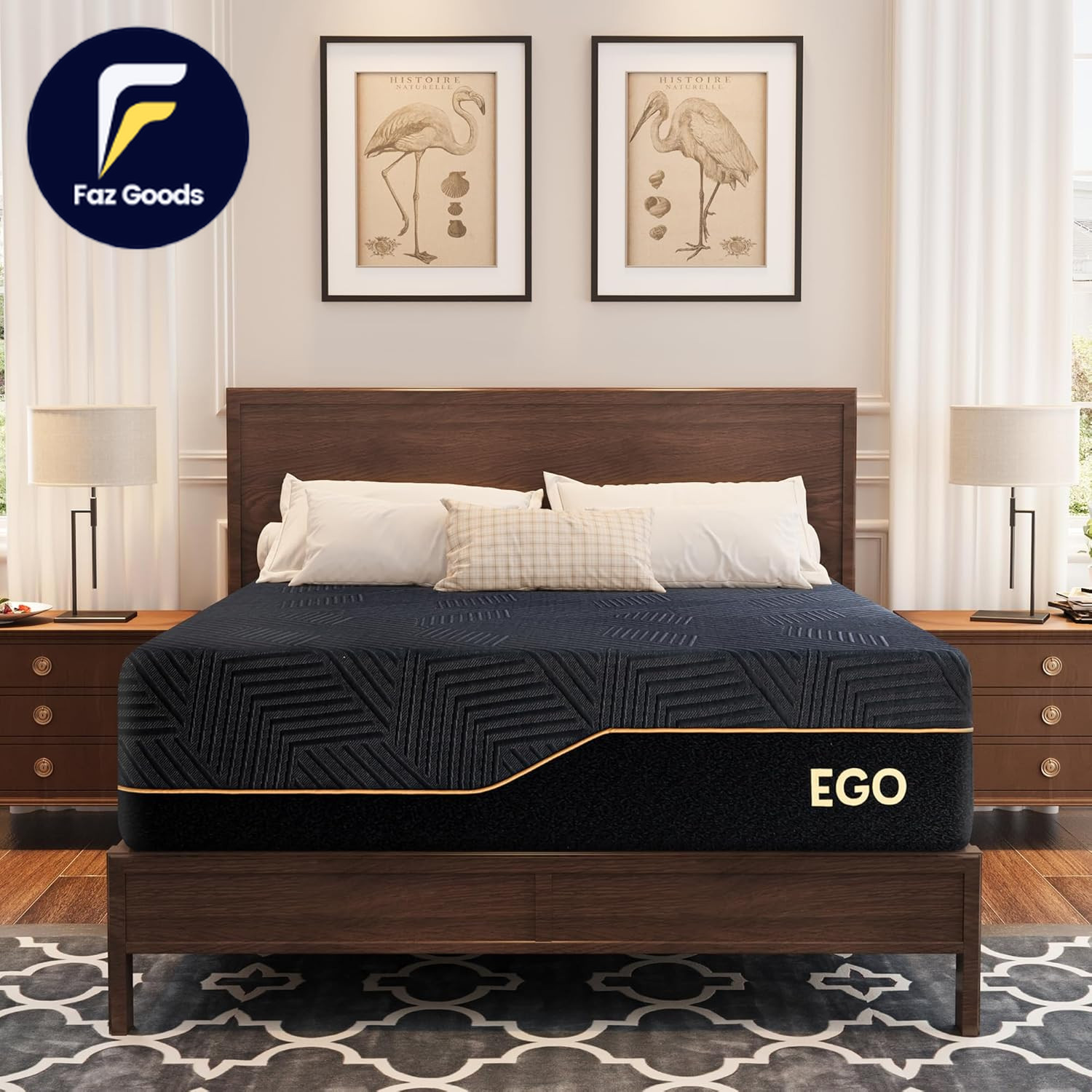 EGOHOME 14 Inch Firm King Mattress Memory Foam Mattress with Cooling Cover Bed