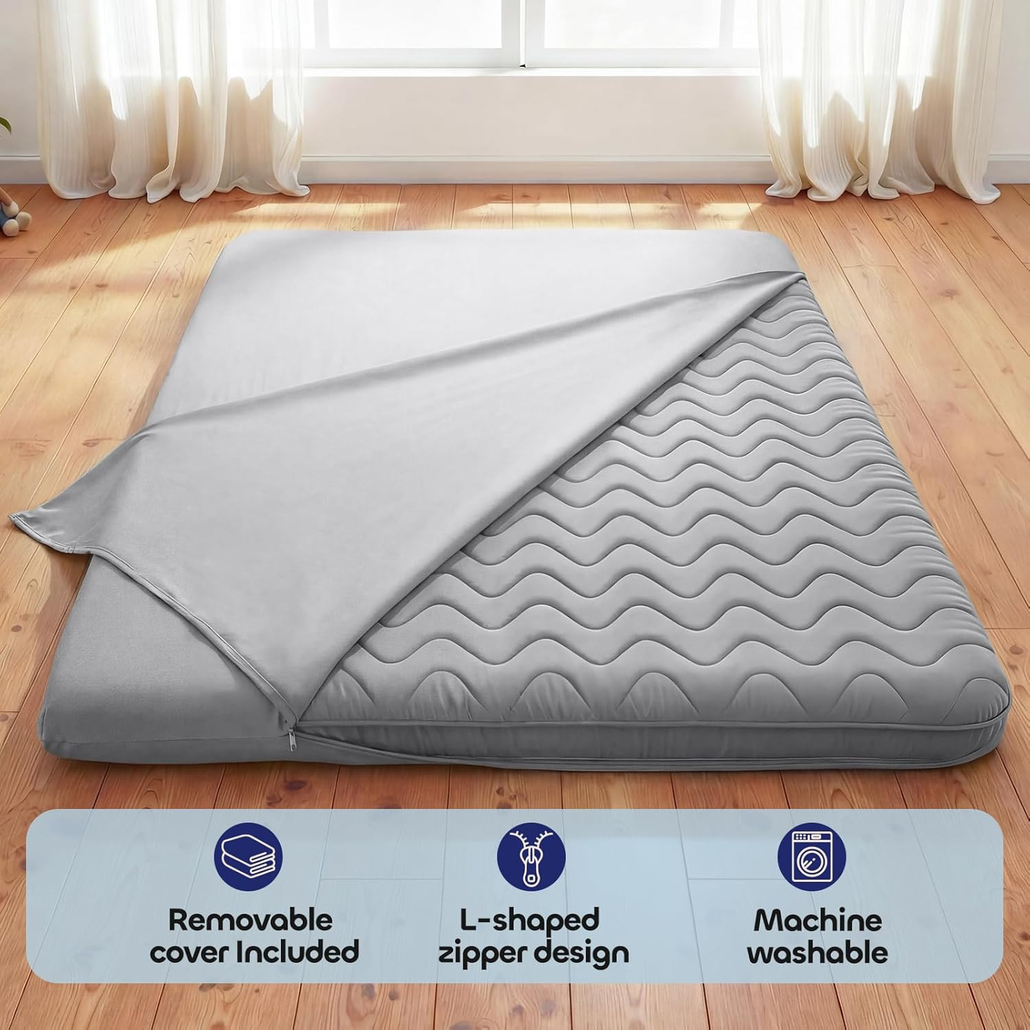 Extra Firm 3.5″ Japanese Floor Mattress – Portable Futon for Guests & Camping
