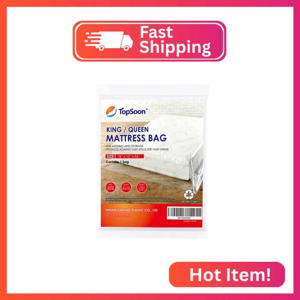 TopSoon Mattress Bag for Storage Mattress Disposal Bag King/Queen Size Clear