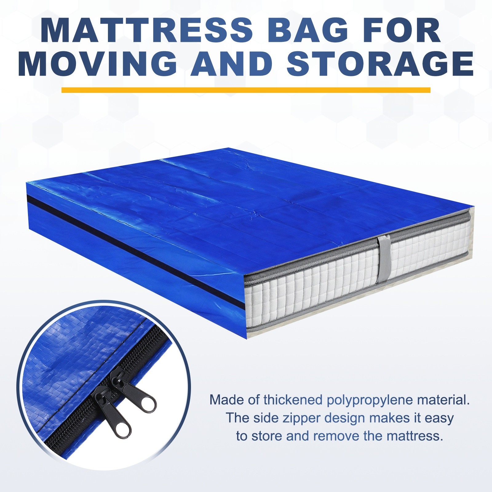 Mattress Bag for Moving and Storage, Queen Size Fit 78.7″x70.9″x11.8″, Blue
