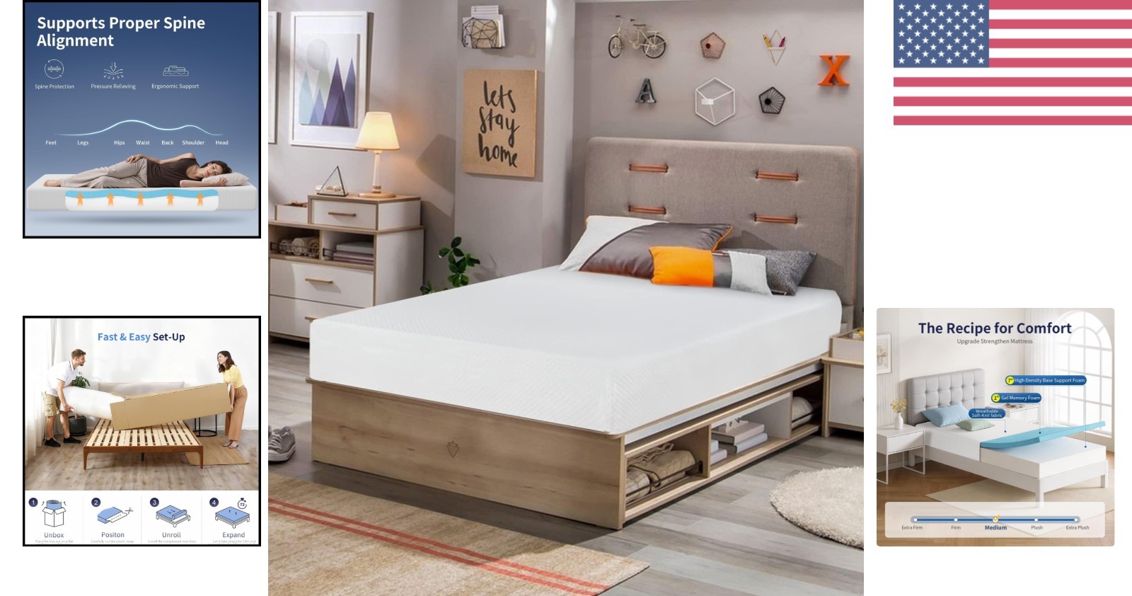 8 Inch Twin Gel Memory Foam Mattress White Pressure Relief Cooling Ventilated