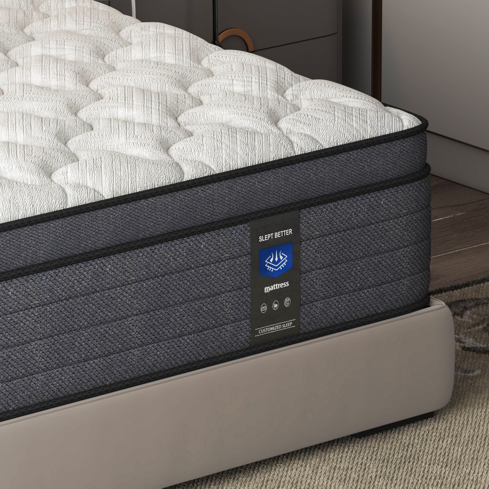 MRH 12-Inch Gel Memory Foam Mattress Twin Full Queen King Hybrid Mattress white